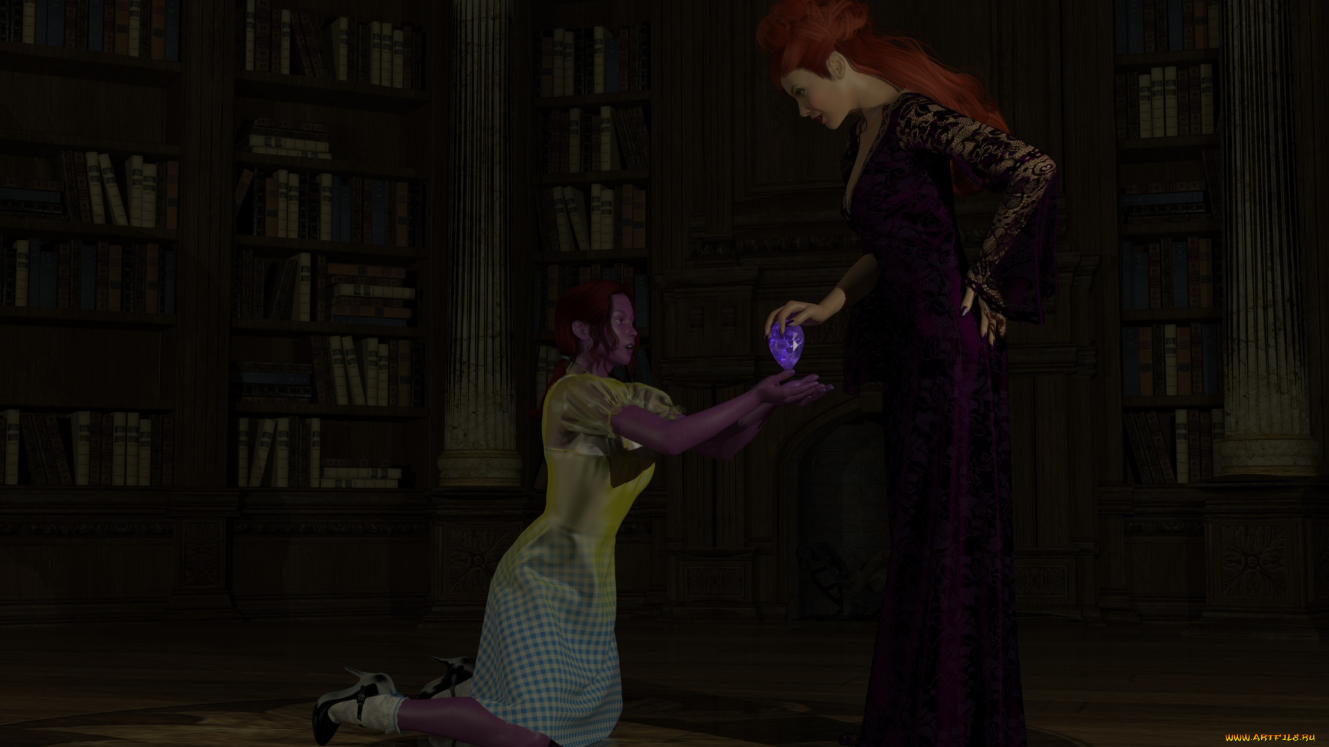 3д, графика, фантазия, , fantasy, кристал, фон, взгляд, девушки