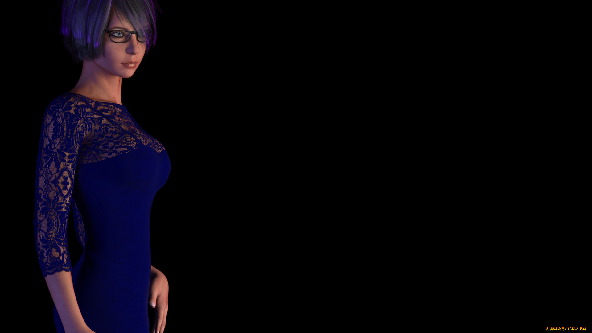 3д, графика, люди, , people, девушка, взгляд, платье, фон