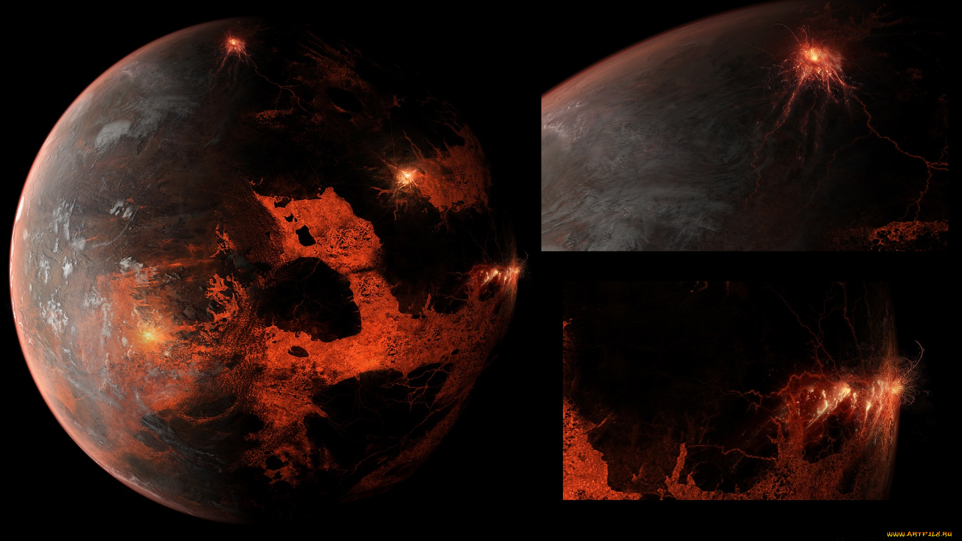 космос, арт, вселенная, планета