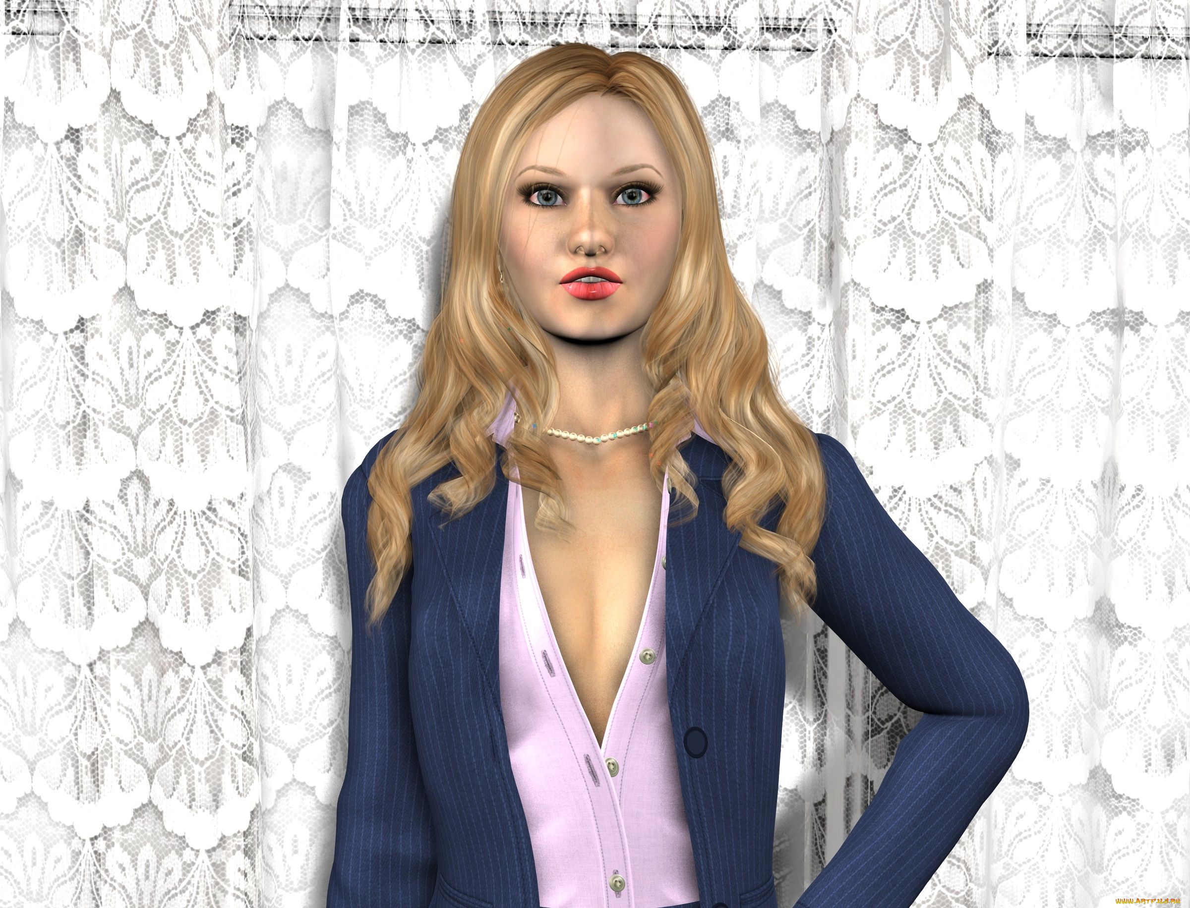 3д, графика, люди, , people, девушка, взгляд, фон, блондинка