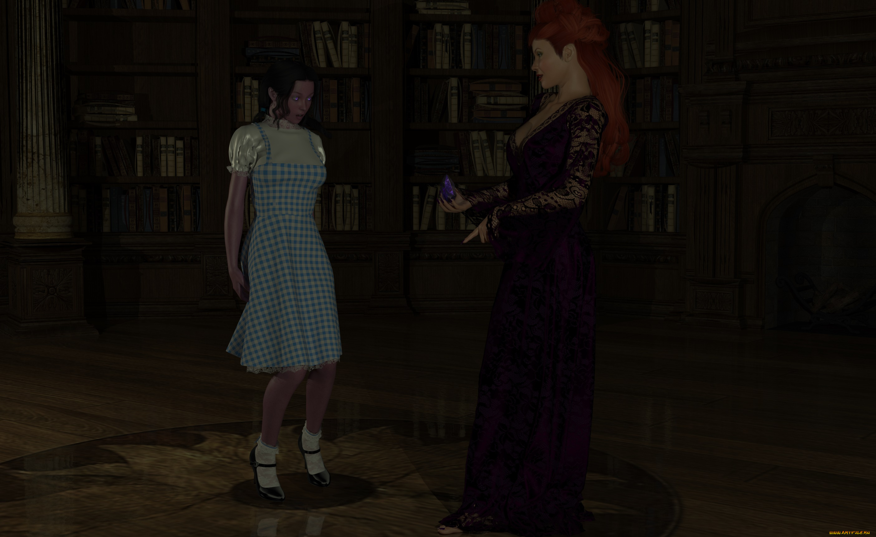 3д, графика, фантазия, , fantasy, девушки, кристал, фон, взгляд