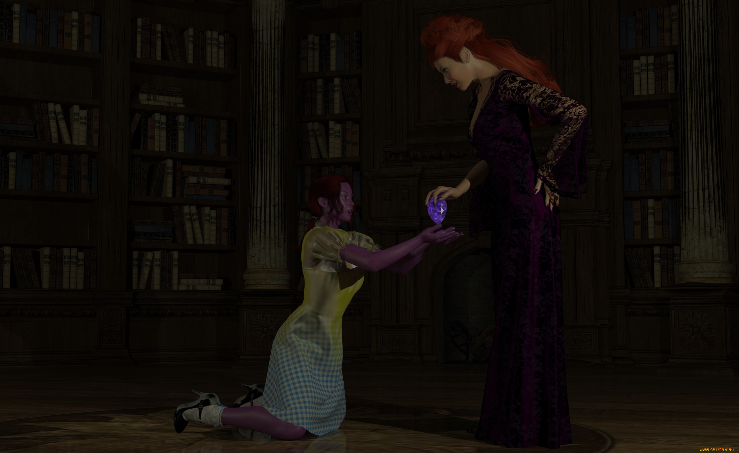 3д, графика, фантазия, , fantasy, кристал, фон, взгляд, девушки