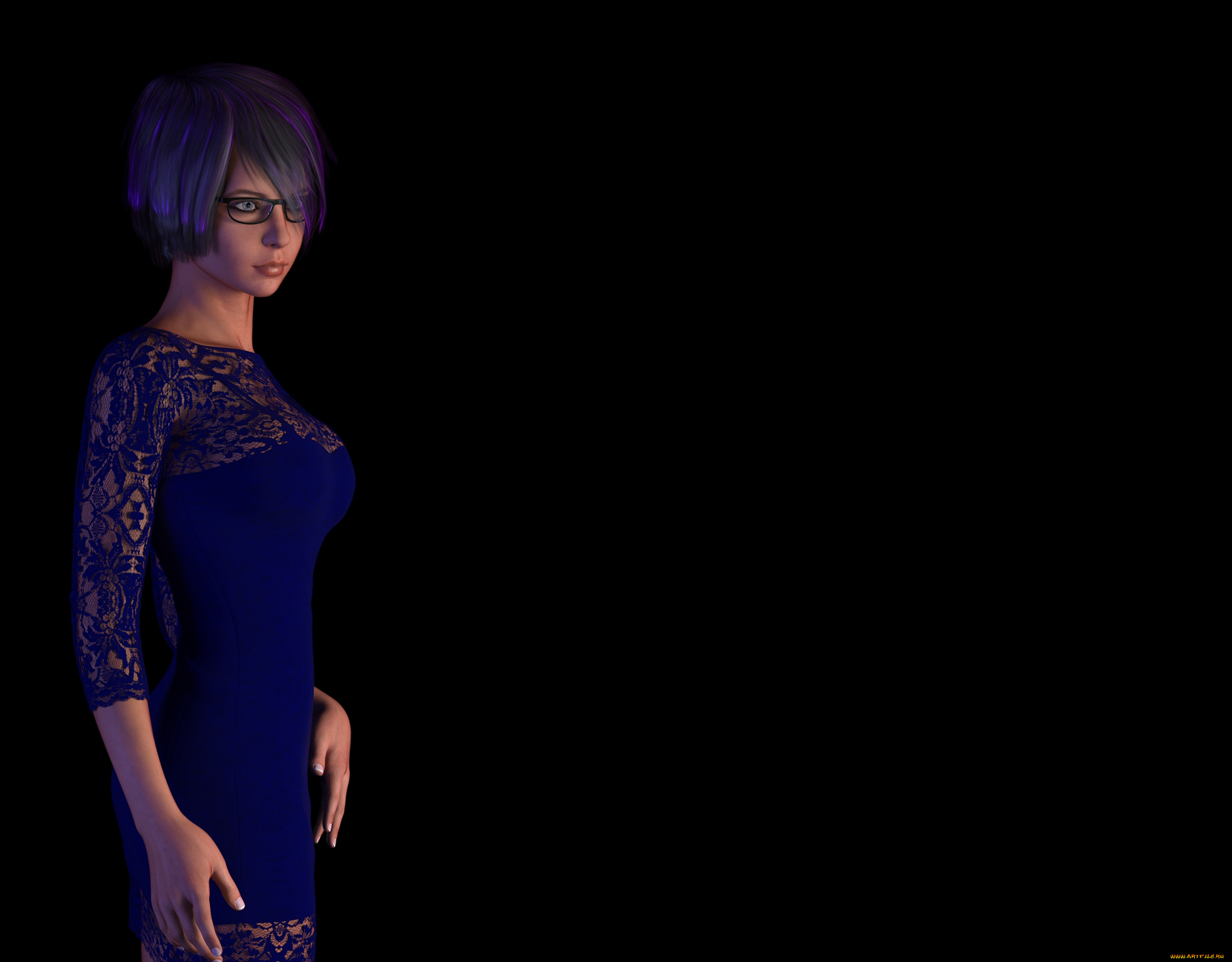 3д, графика, люди, , people, девушка, взгляд, платье, фон