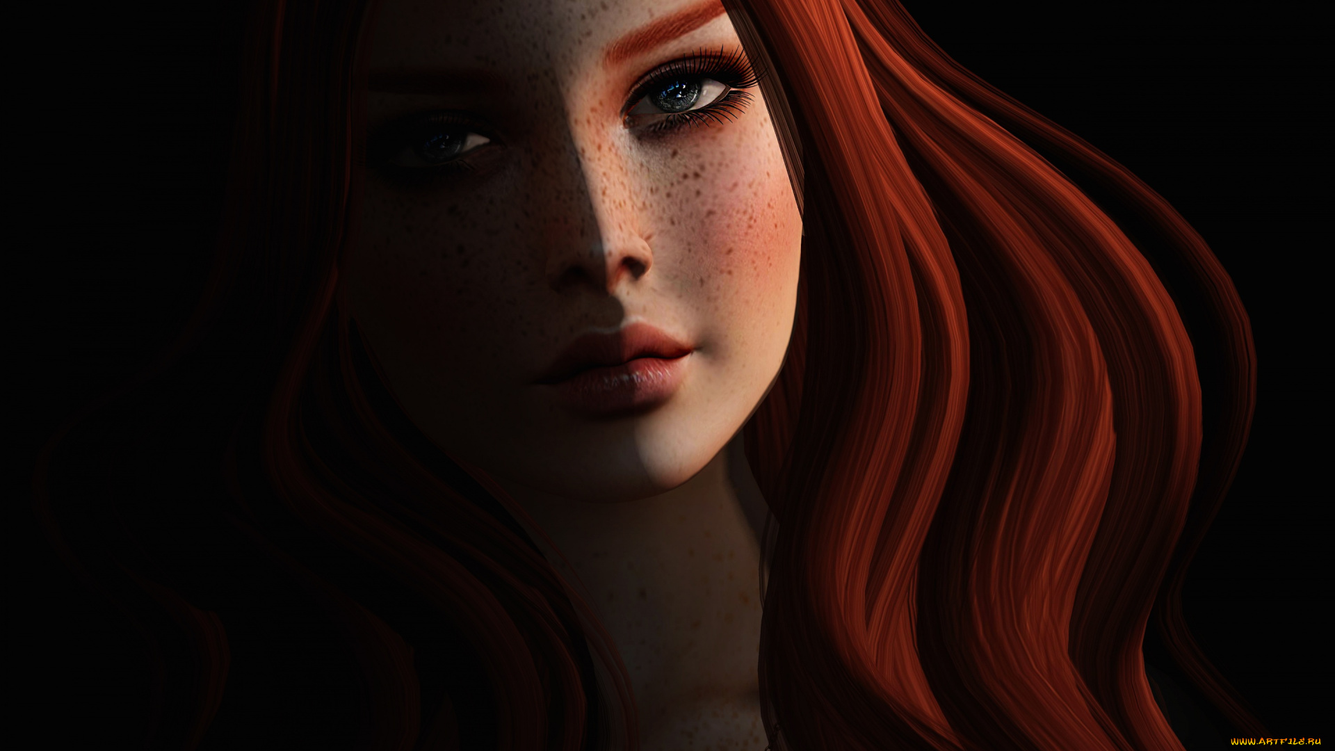 3д, графика, портрет, , portraits, лицо, взгляд, волосы, фон, девушка