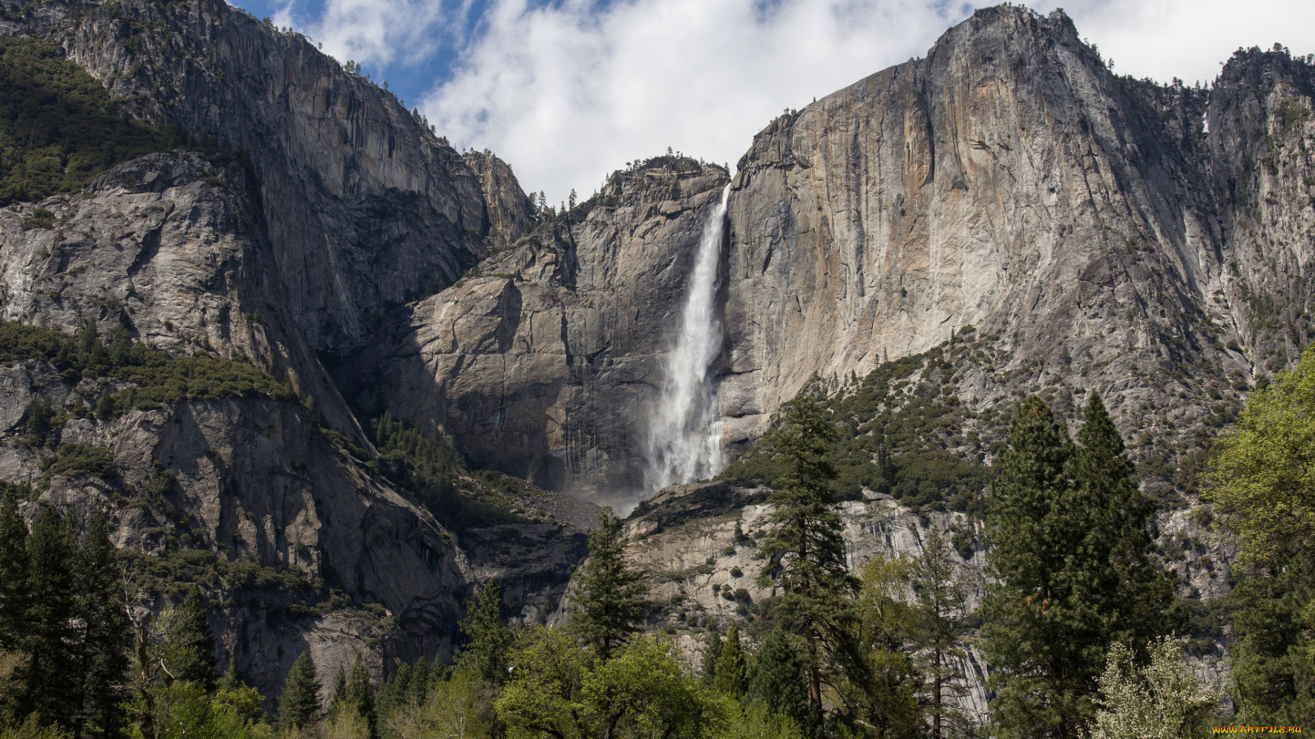 природа, водопады, водопад, река, лес