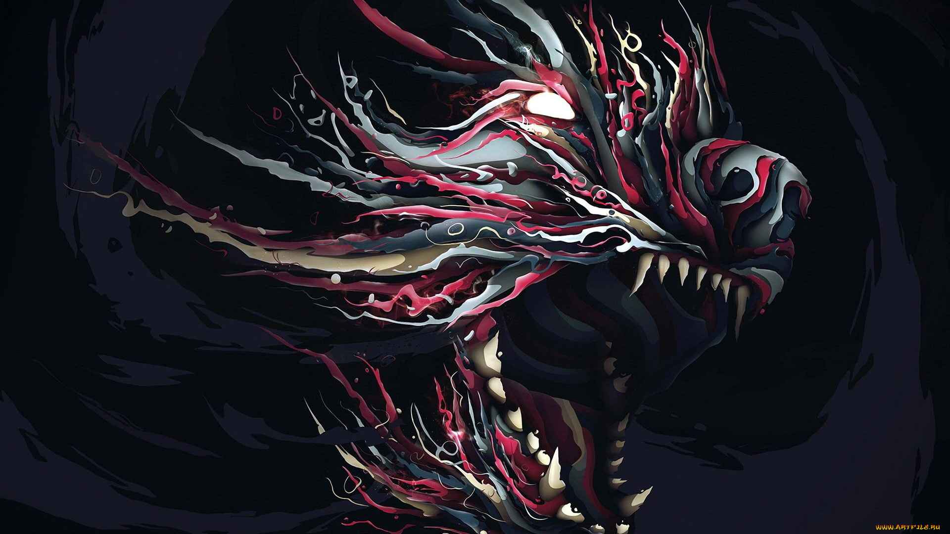 векторная, графика, другое, , other, клыки, пасть, голова, дракон