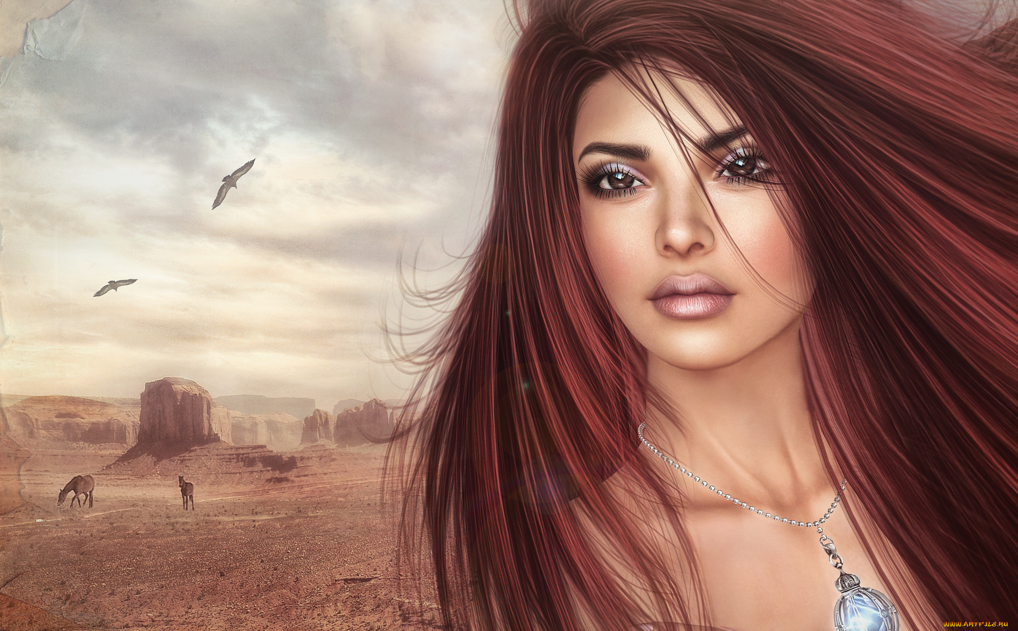 3д, графика, портрет, , portraits, лицо, природа, волосы, пейзаж, красотка, взгляд