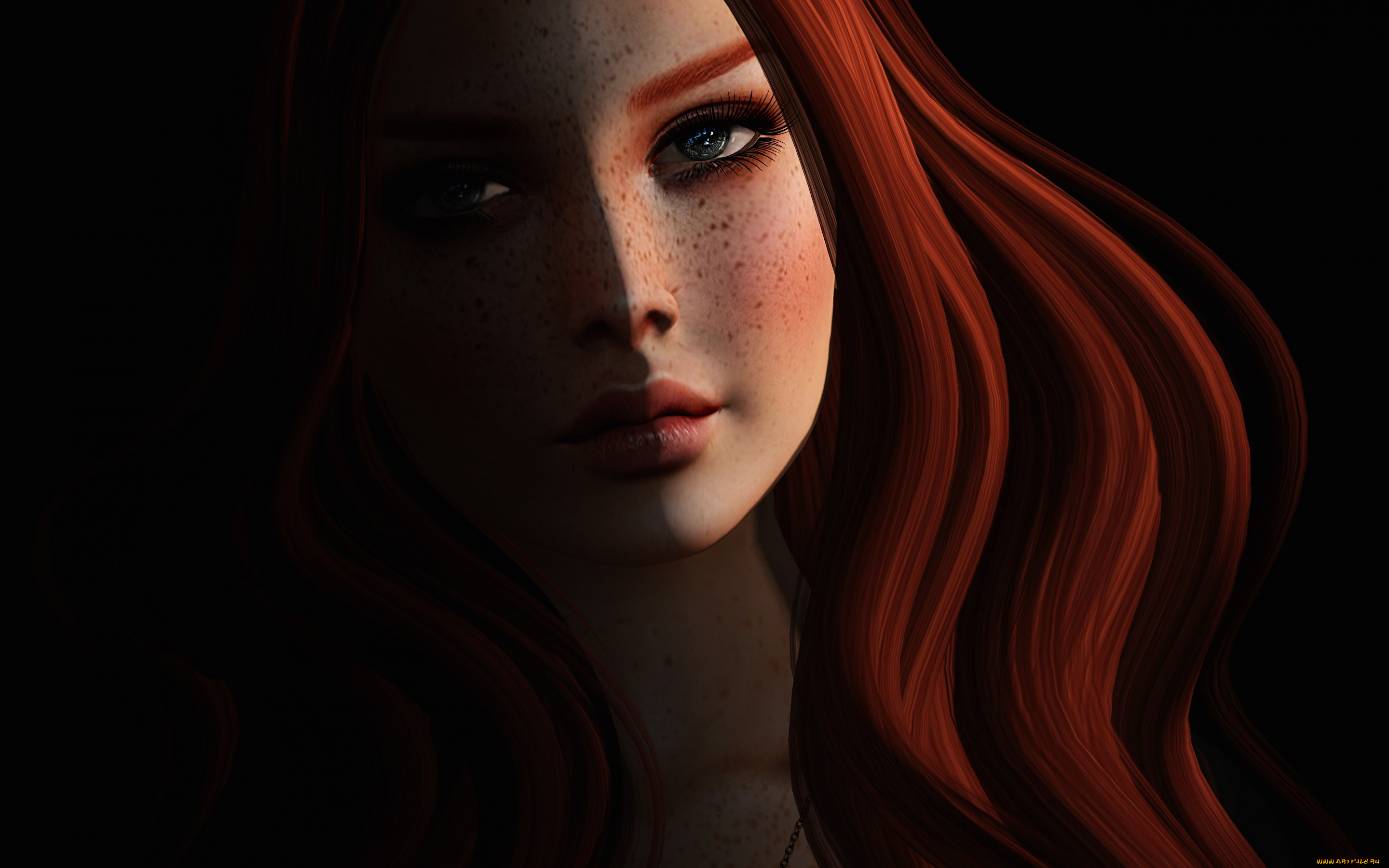 3д, графика, портрет, , portraits, лицо, взгляд, волосы, фон, девушка