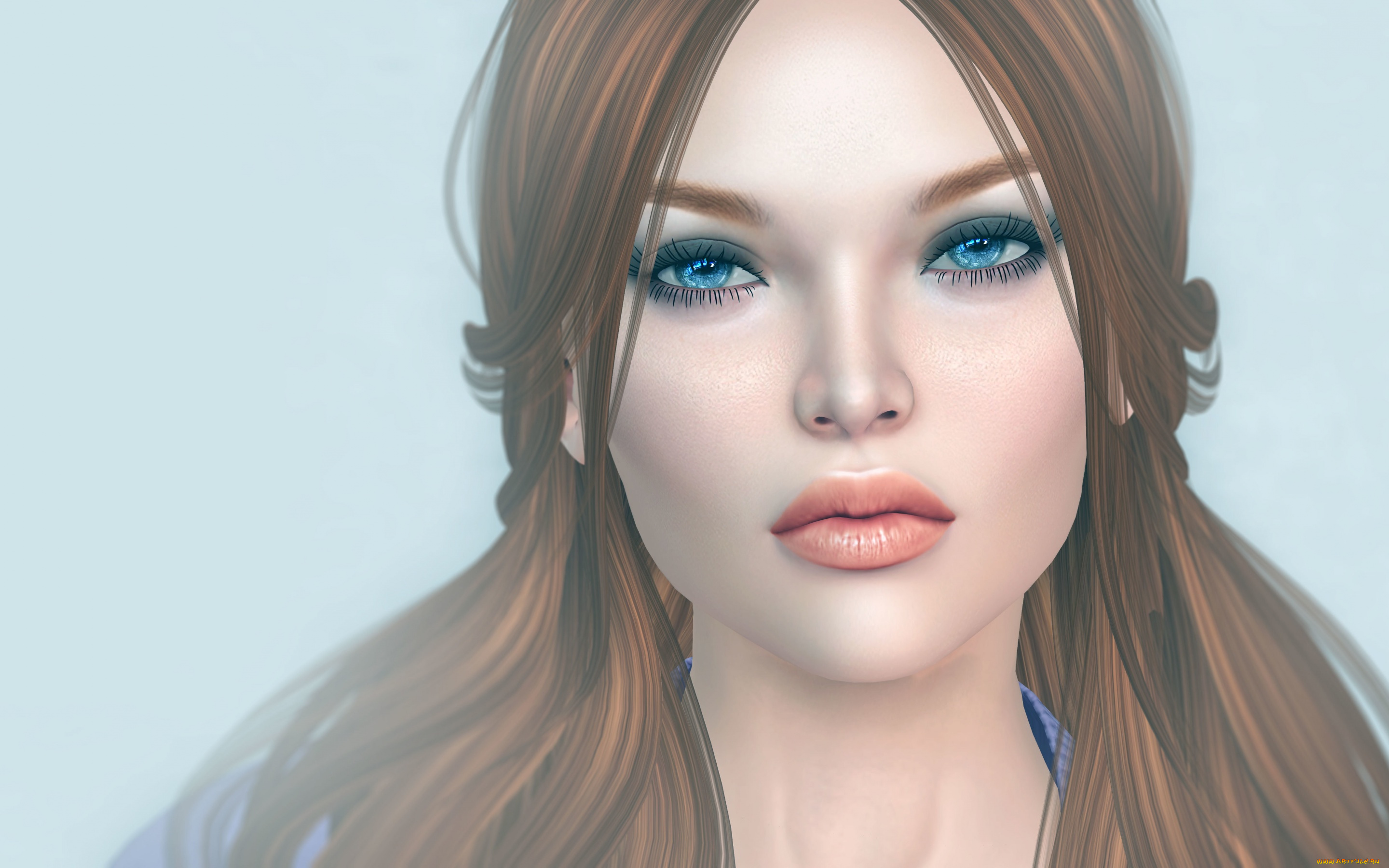 3д, графика, портрет, , portraits, взгляд, волосы, девушка, лицо
