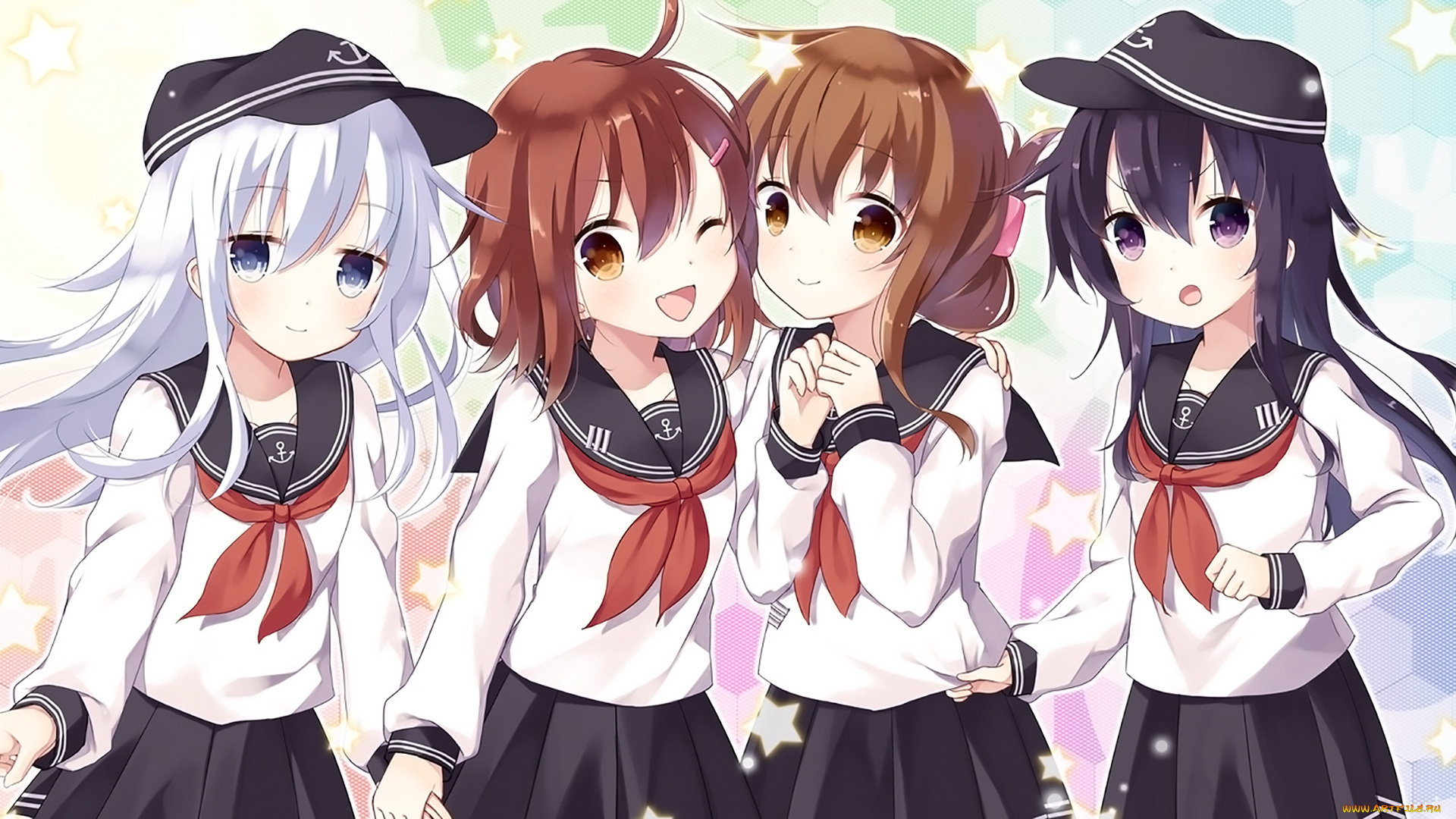 аниме, kantai, collection, фон, взгляд, девушки