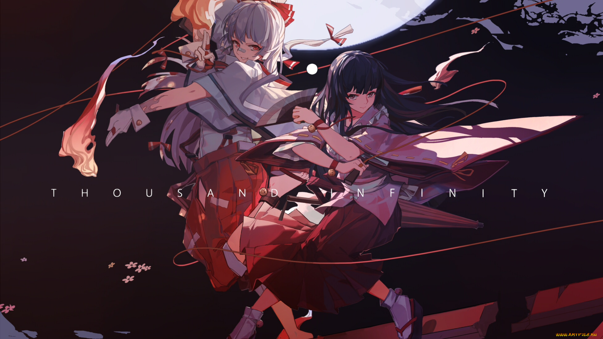 аниме, touhou, фон, взгляд, девушки