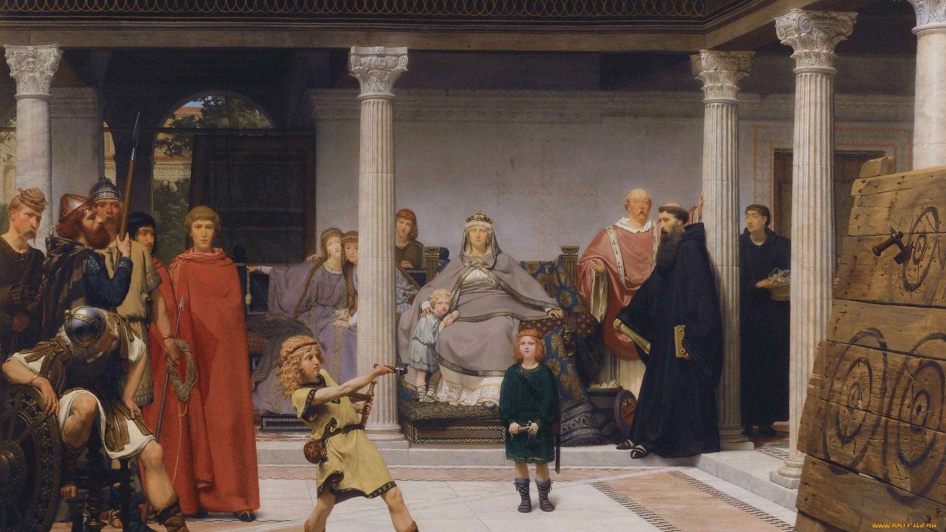 рисованное, живопись, обучение, детей, хлодвига, lawrence, alma-tadema, лоуренс, альма-тадема, жанровая, история, мифология