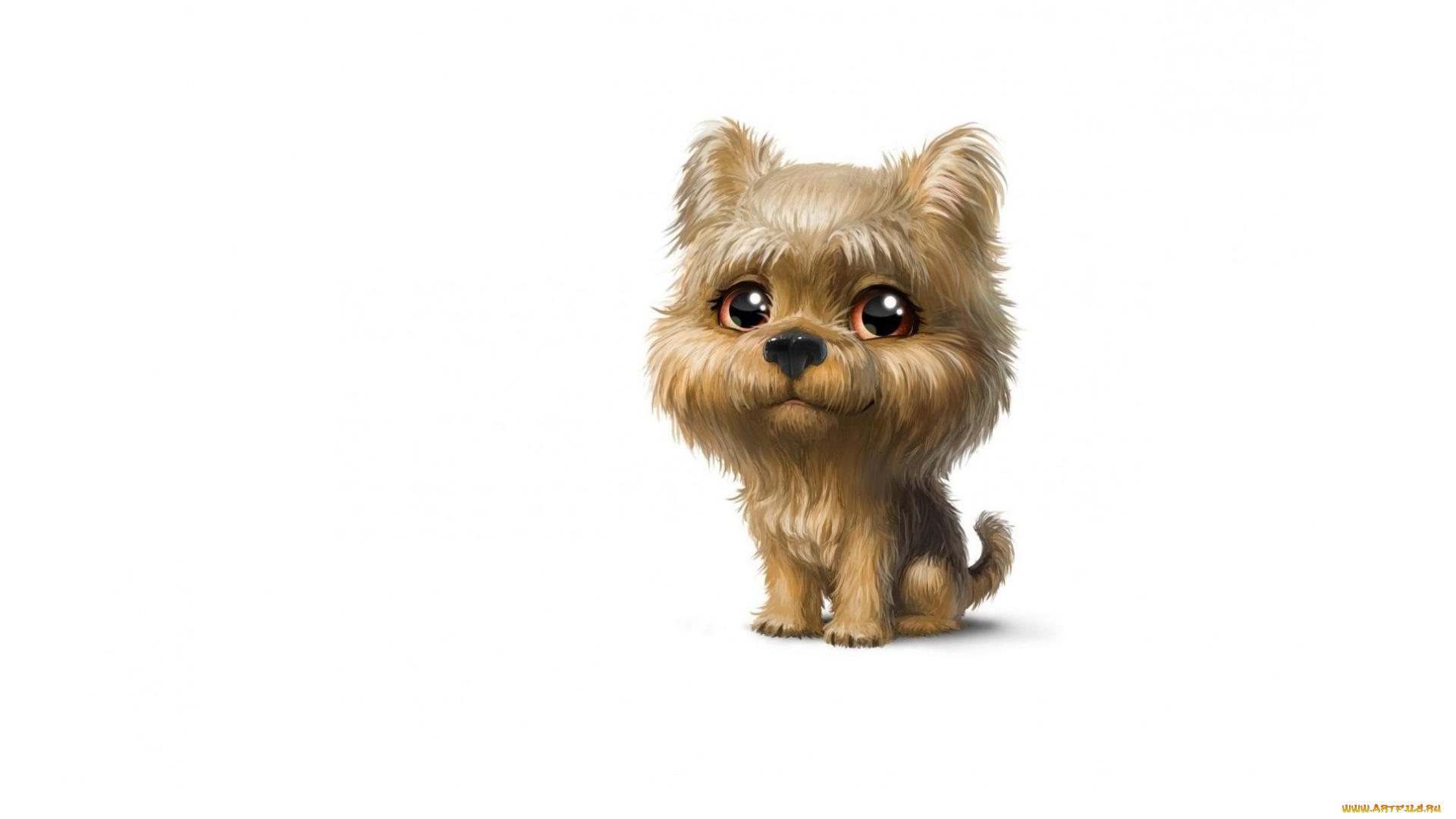 рисованное, животные, милая, собачка