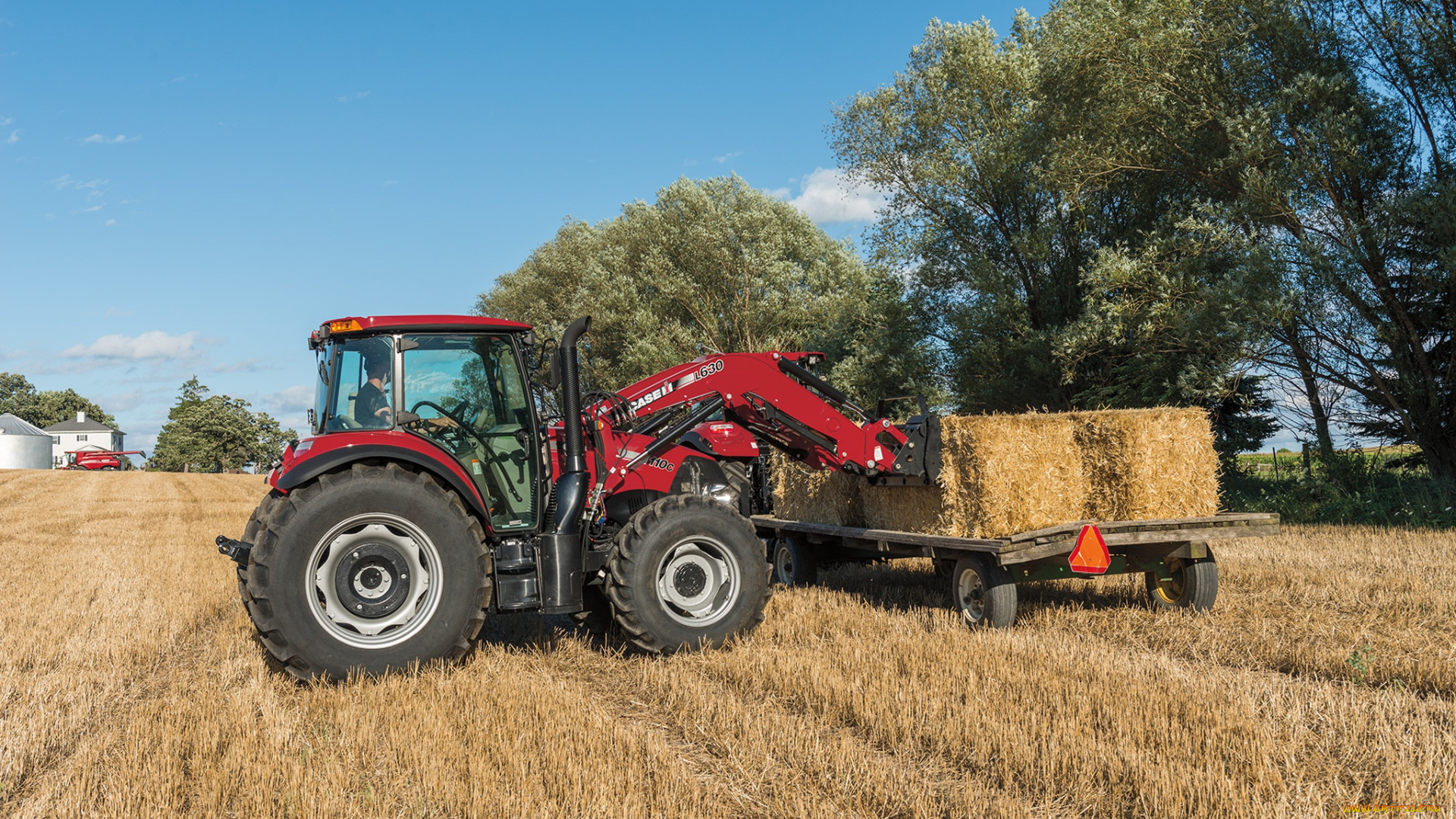 техника, фронтальные, погрузчики, поле, сено, case, ih, farmall, 110c, трактор