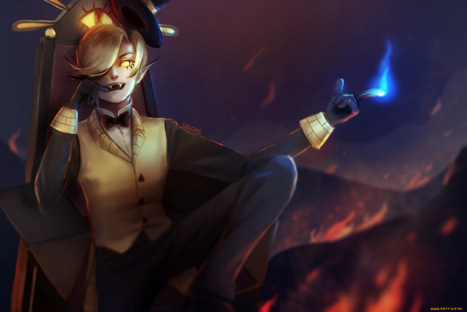 мультфильмы, gravity, falls, арт, демон, билл, шифр