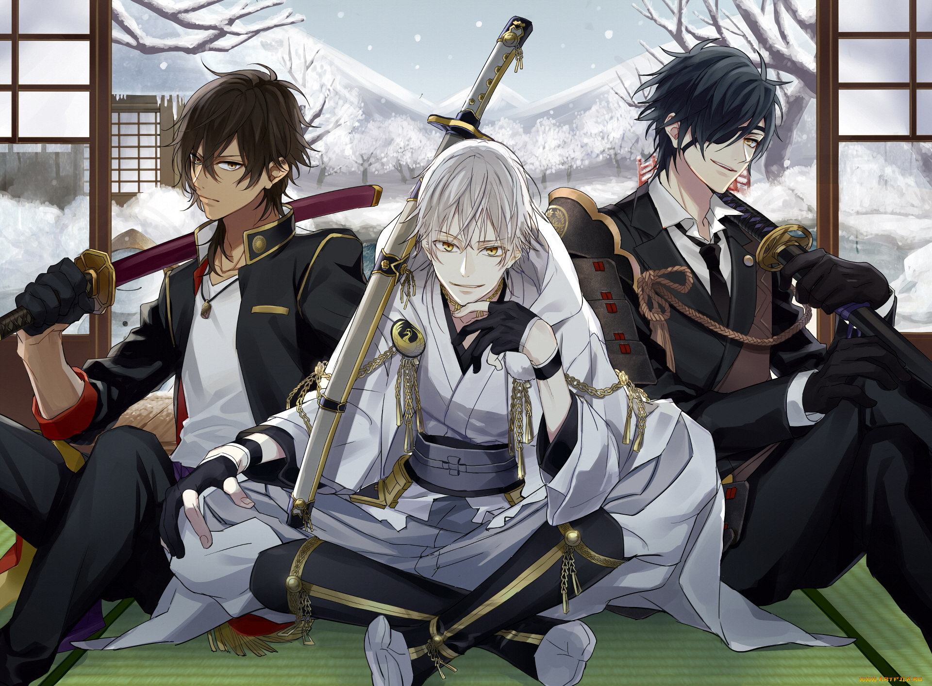 аниме, touken, ranbu, танец, мечей