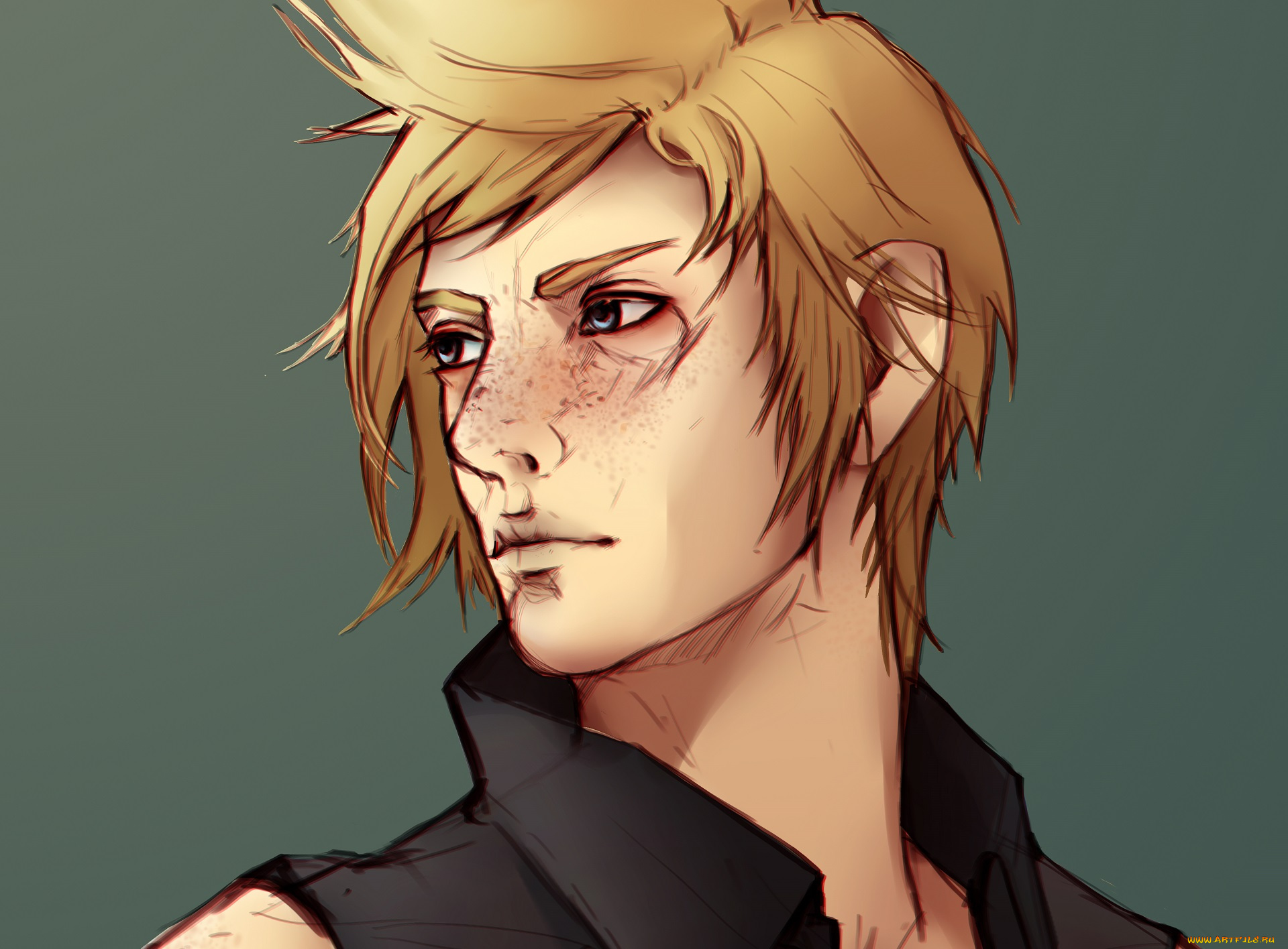 рисованное, люди, парень