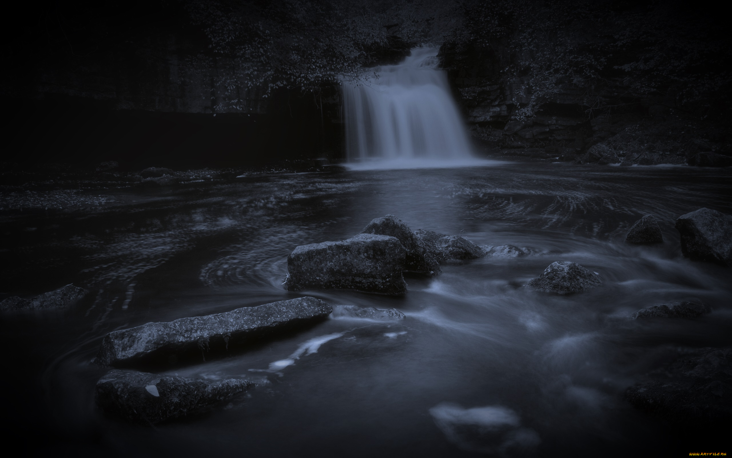 природа, водопады, камни, поток