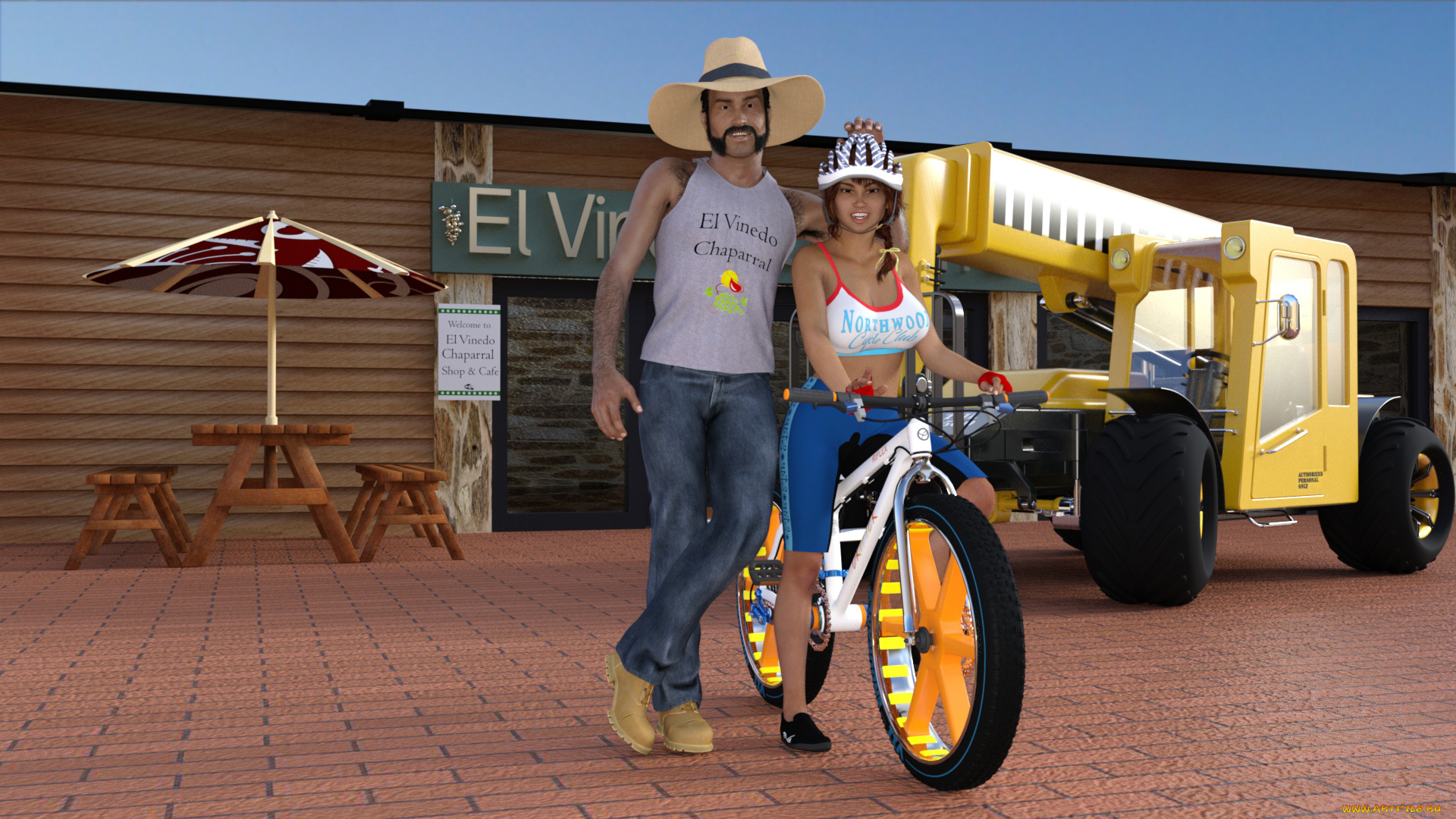 3д, графика, люди-авто, мото, , people-, car, , , moto, фон, взгляд, девушка