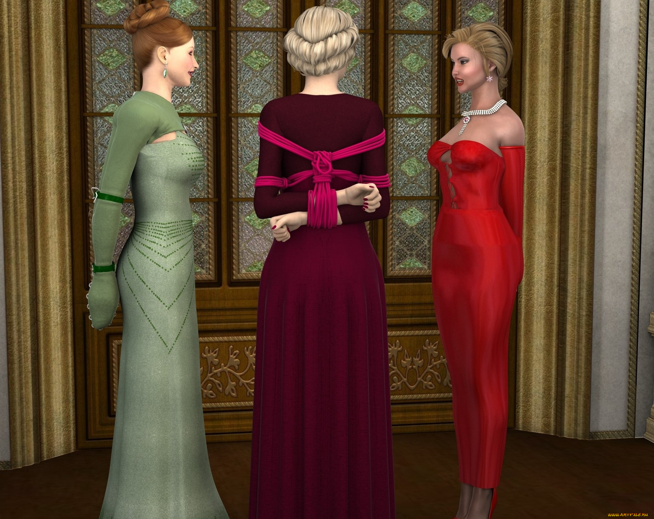 3д, графика, фантазия, , fantasy, девушки, фон, взгляд