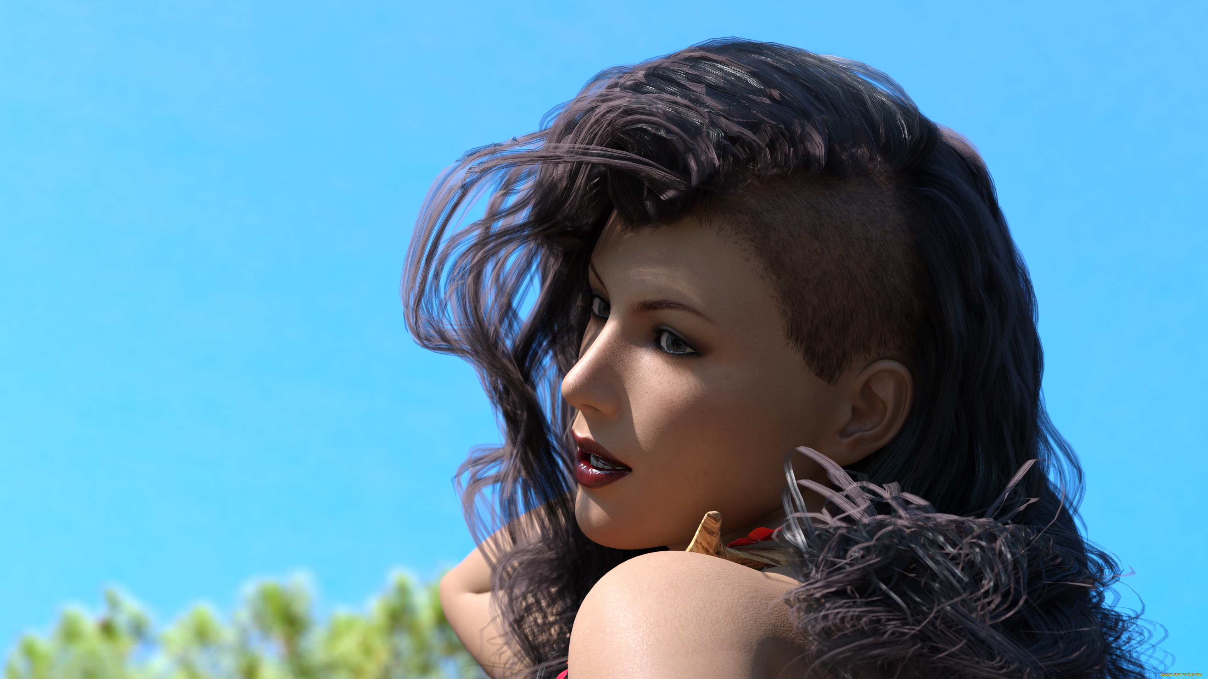 3д, графика, портрет, , portraits, фон, взгляд, девушка