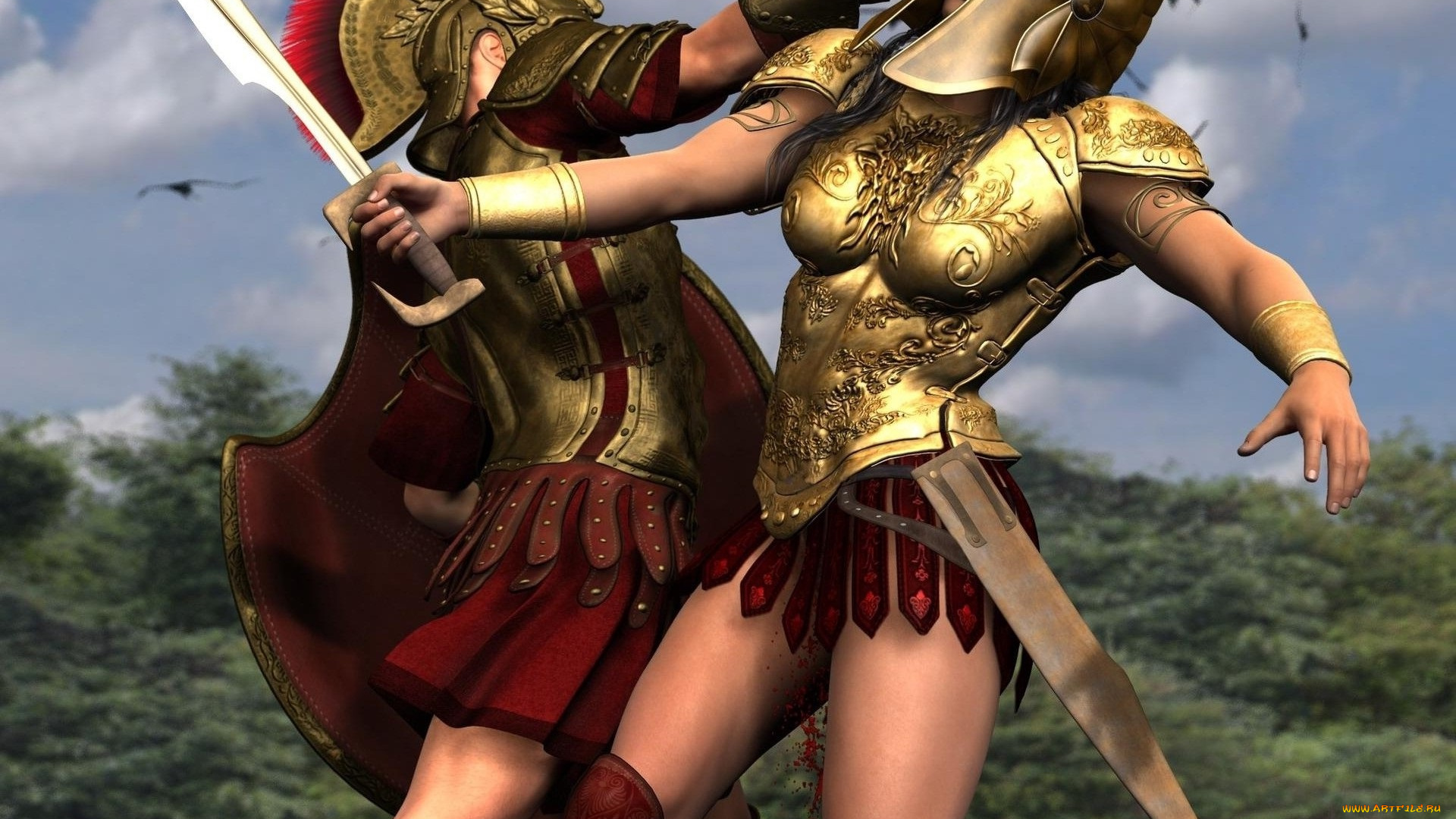 3д, графика, амазонки, , amazon, амазонка, девушка, взгляд, фон