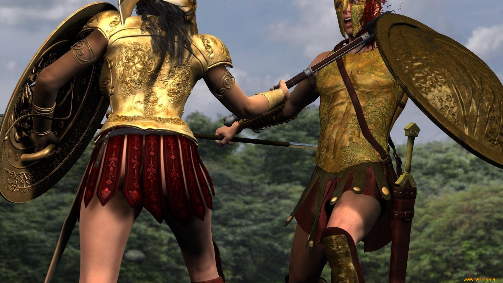 3д, графика, амазонки, , amazon, девушка, взгляд, фон, амазонка