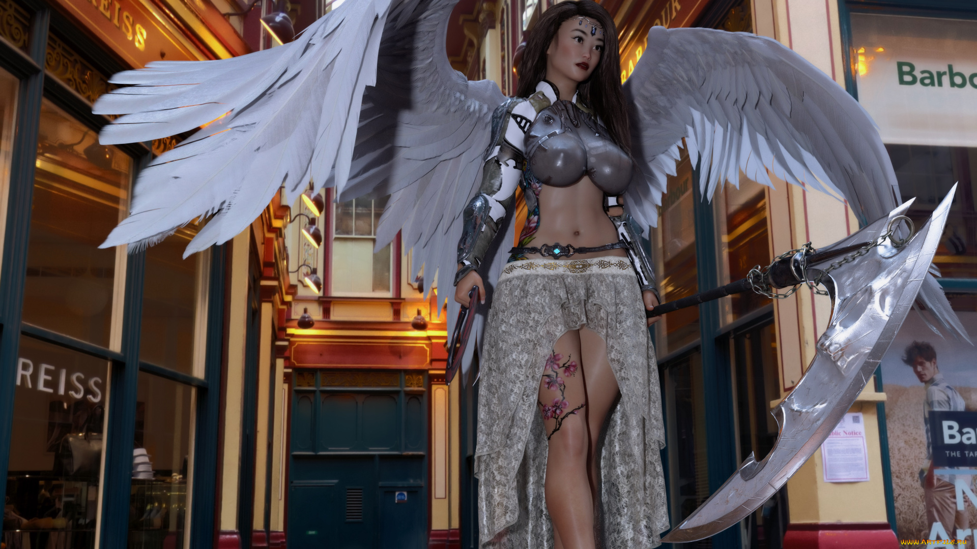 3д, графика, ангел, , angel, фон, взгляд, девушка