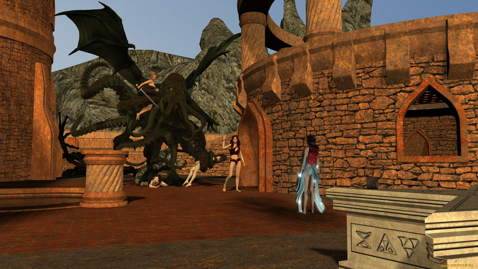 3д, графика, фантазия, , fantasy, фон, взгляд, девушки