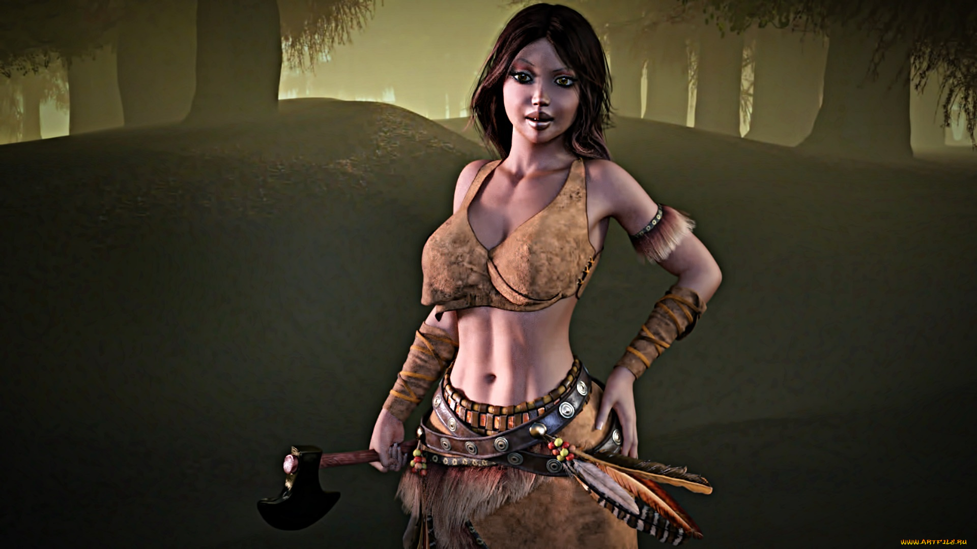 3д, графика, фантазия, , fantasy, фон, взгляд, девушка