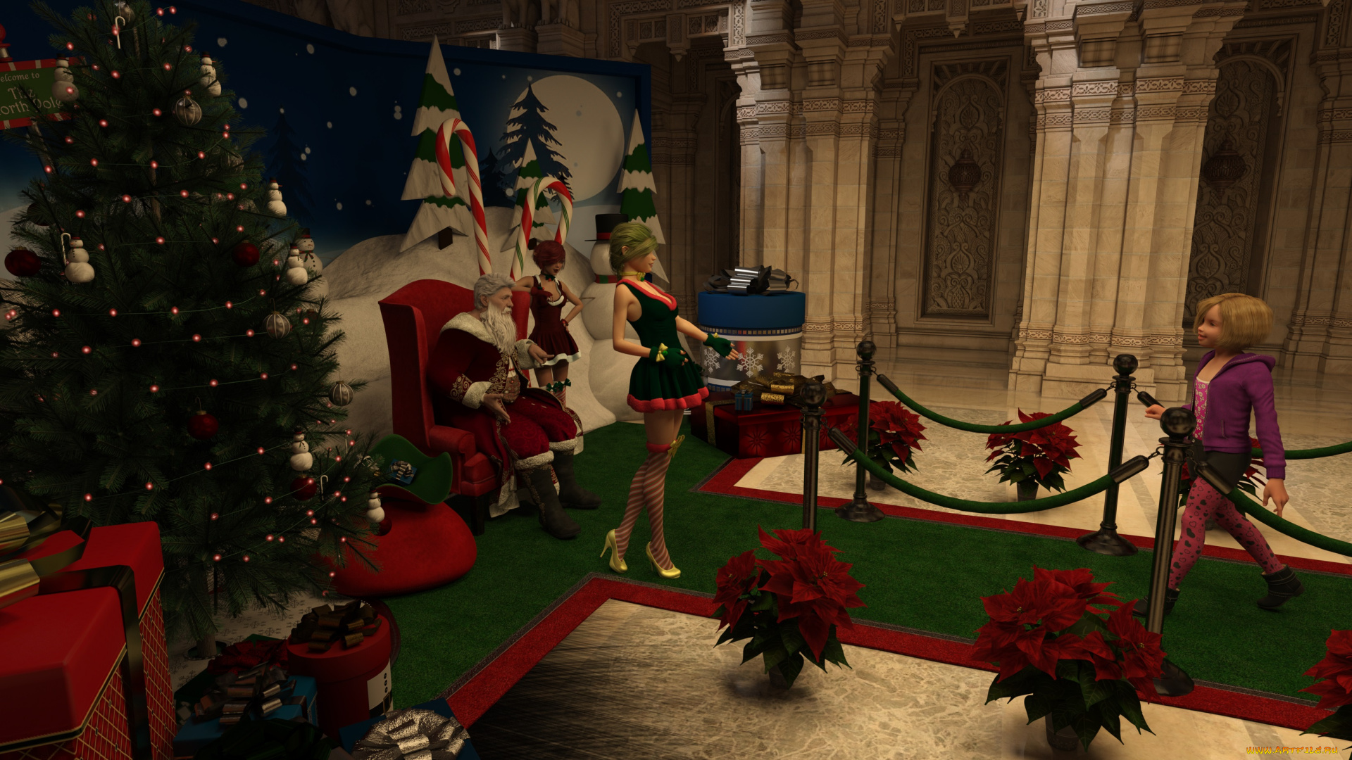 3д, графика, праздники, , holidays, фон, взгляд, девушки