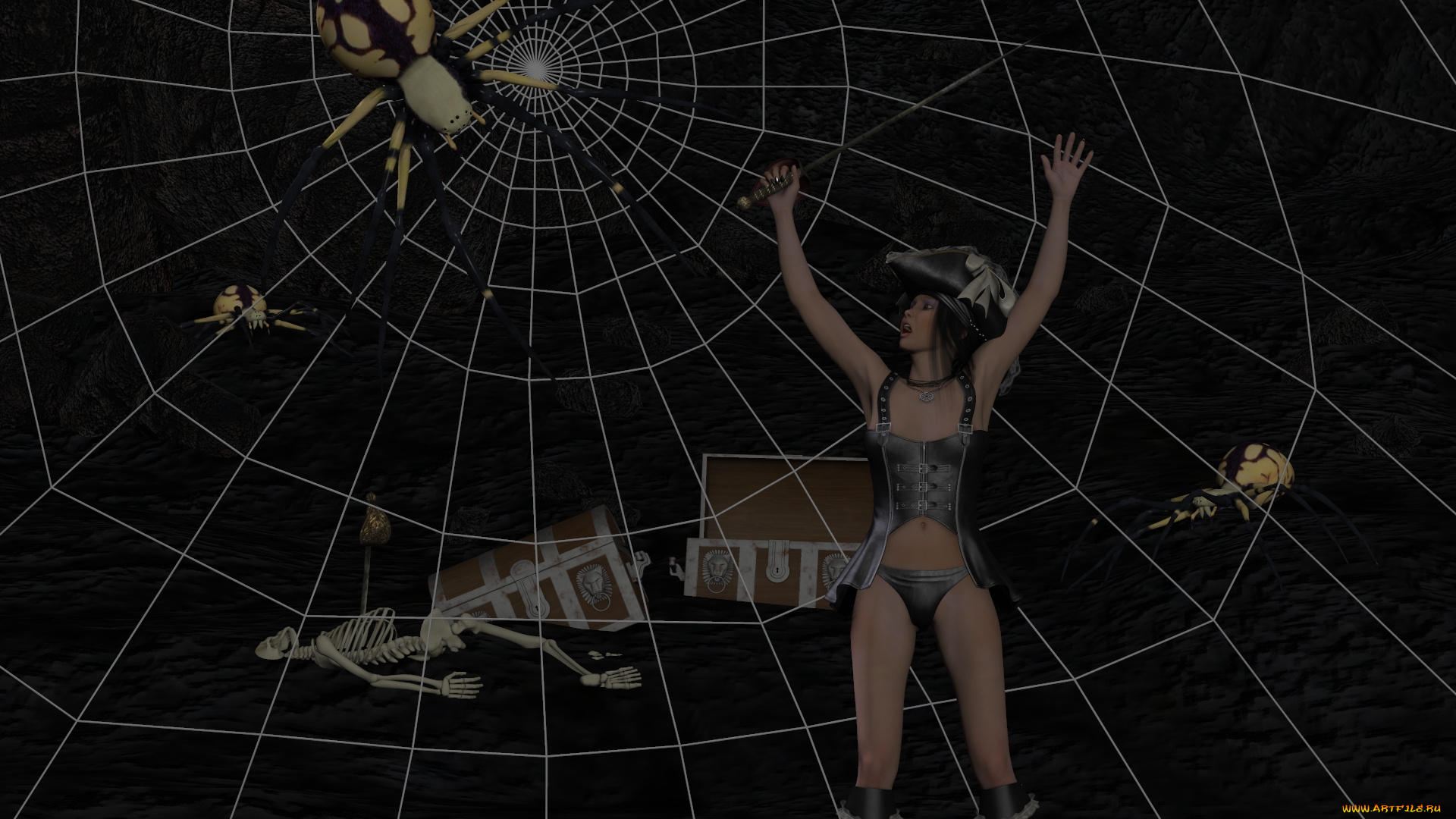 3д, графика, ужас, , horror, фон, взгляд, девушка