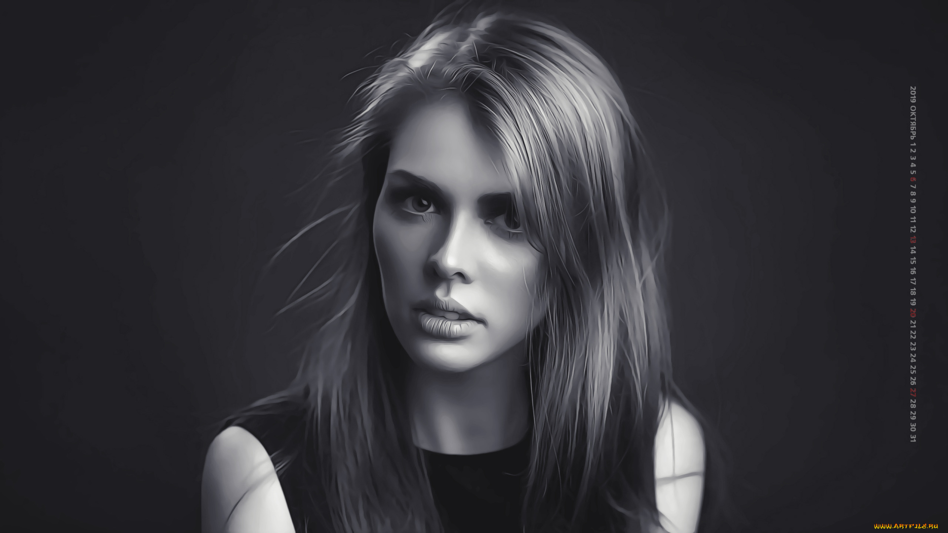 календари, компьютерный, дизайн, 2019, calendar, модель, девушка, взгляд, женщина