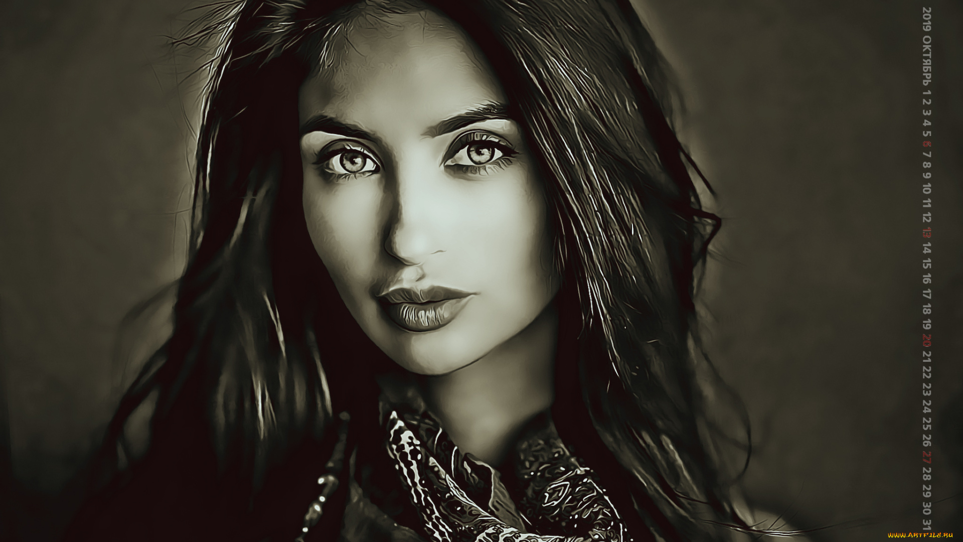 календари, компьютерный, дизайн, 2019, calendar, взгляд, лицо, девушка, женщина