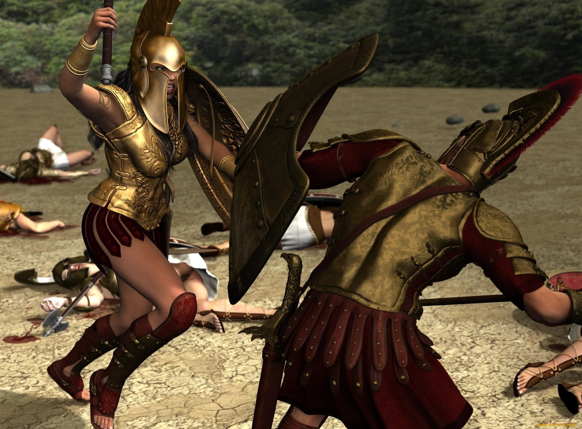 3д, графика, амазонки, , amazon, амазонка, фон, взгляд, девушка