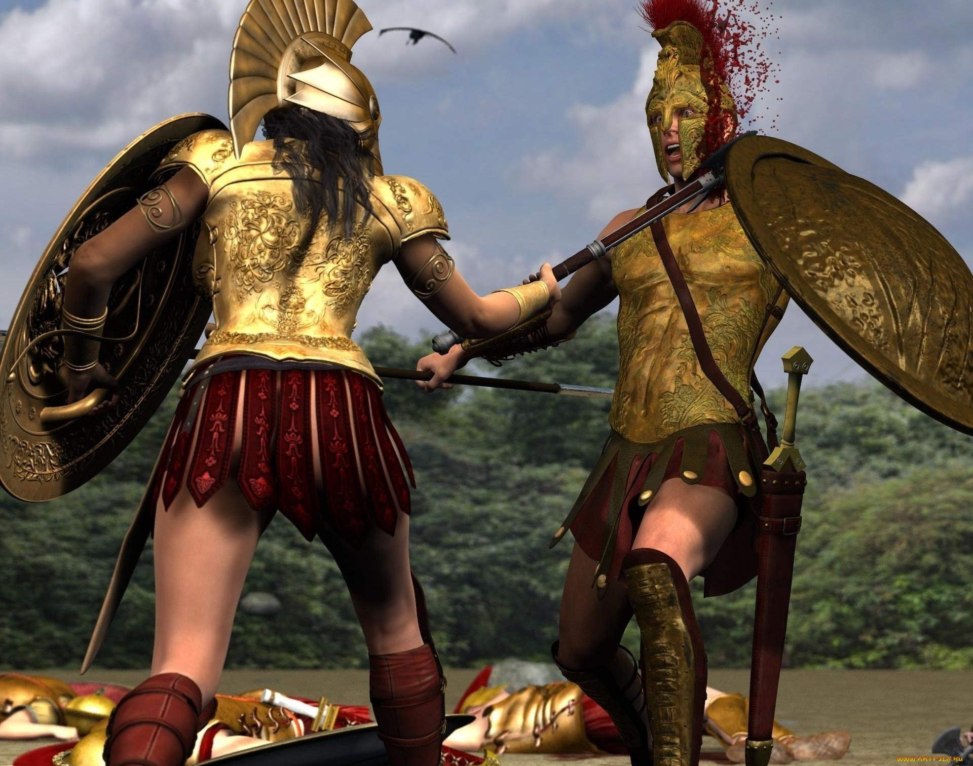 3д, графика, амазонки, , amazon, девушка, взгляд, фон, амазонка