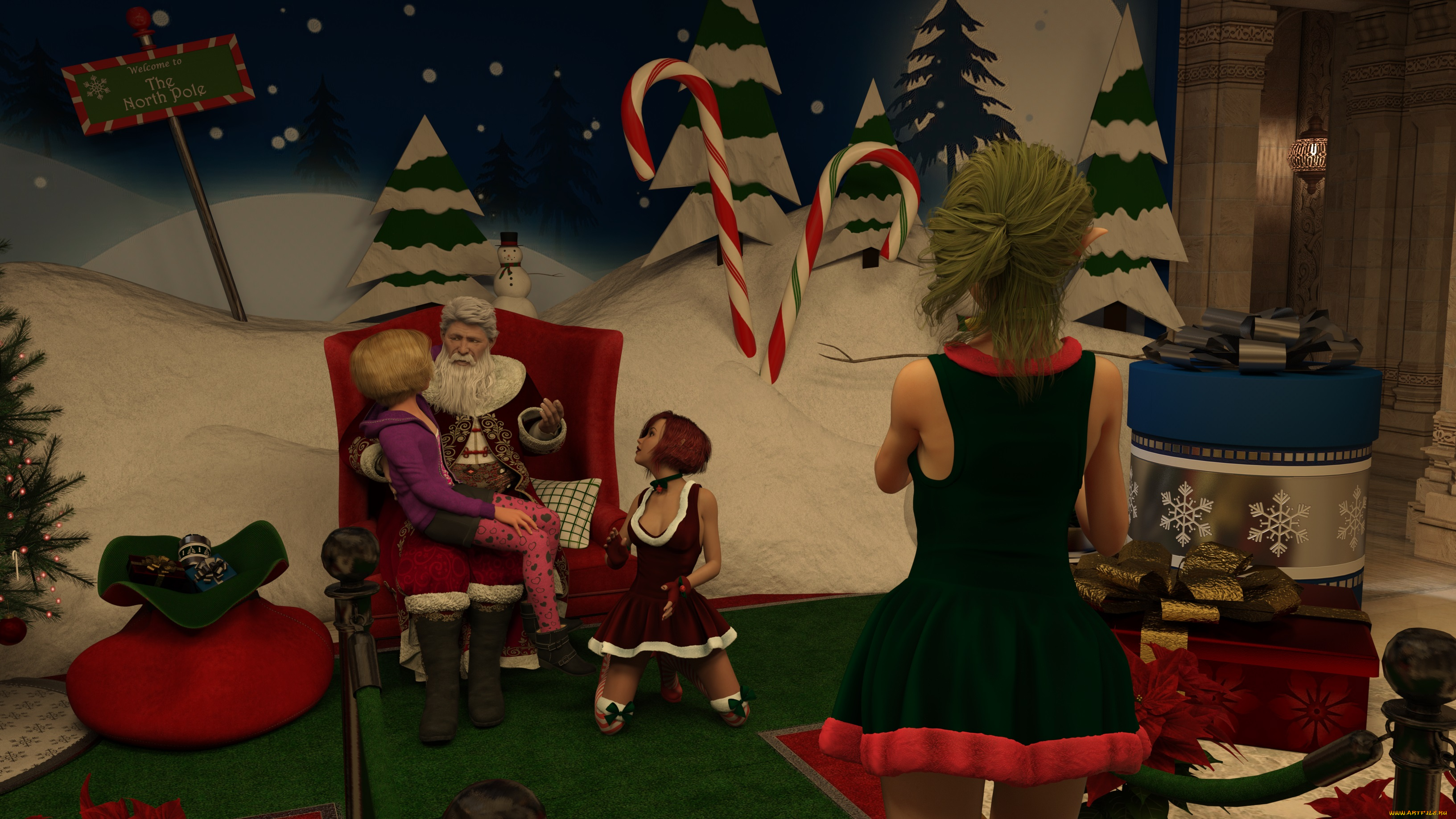 3д, графика, праздники, , holidays, фон, взгляд, девушки