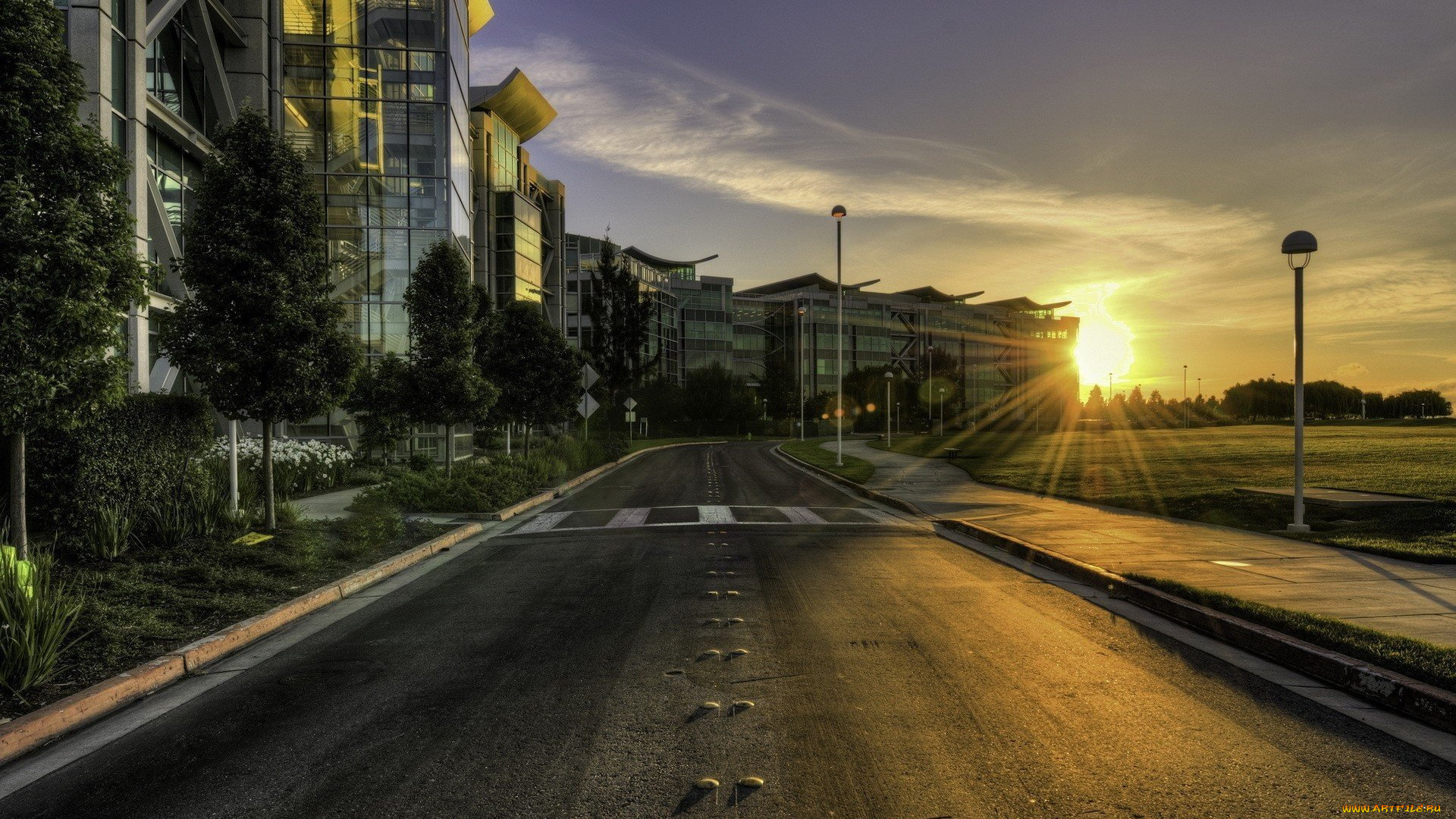 города, -, улицы, , площади, , набережные, улица, рассвет, дорога, дома