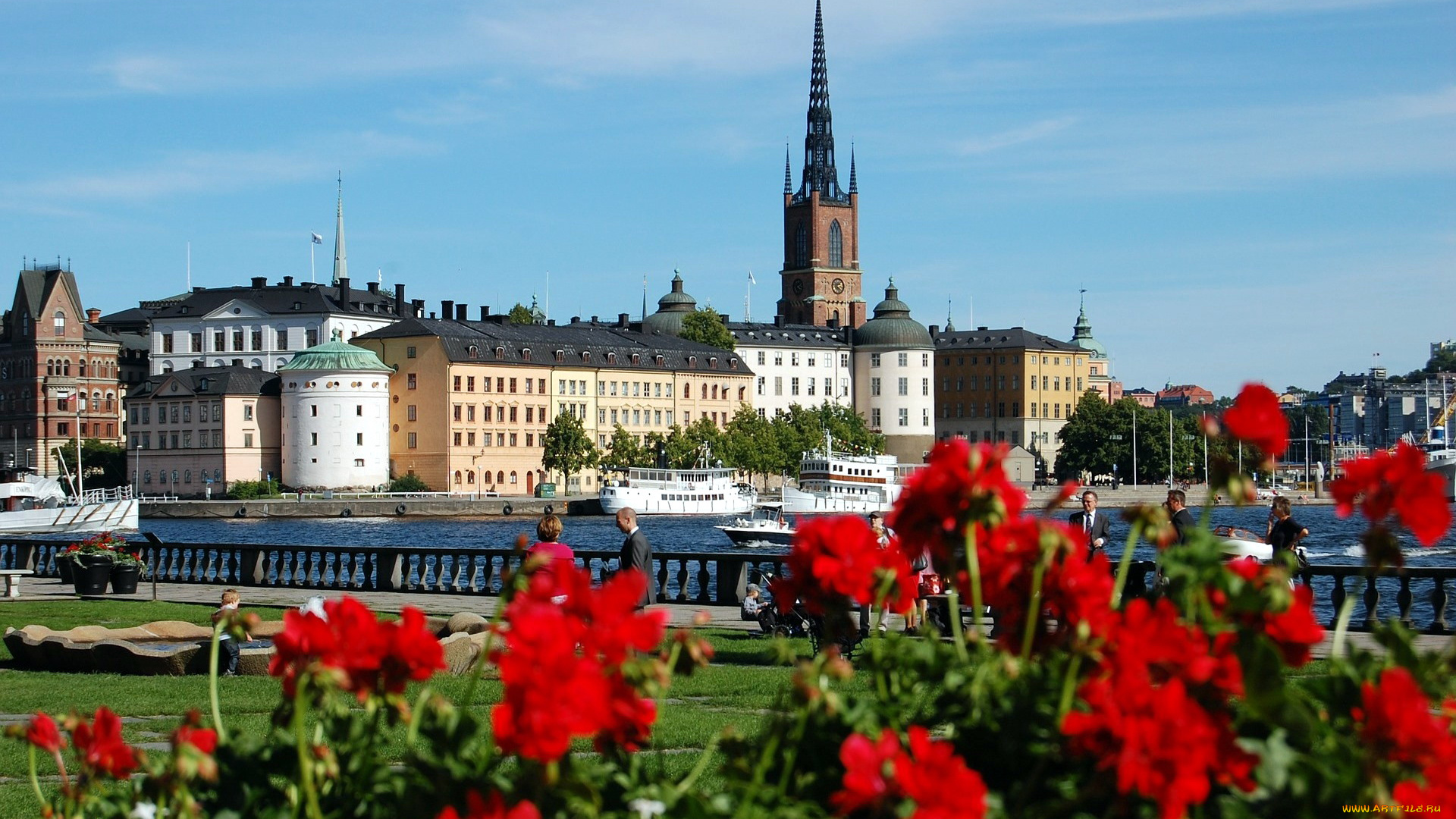 города, стокгольм, , швеция, панорама