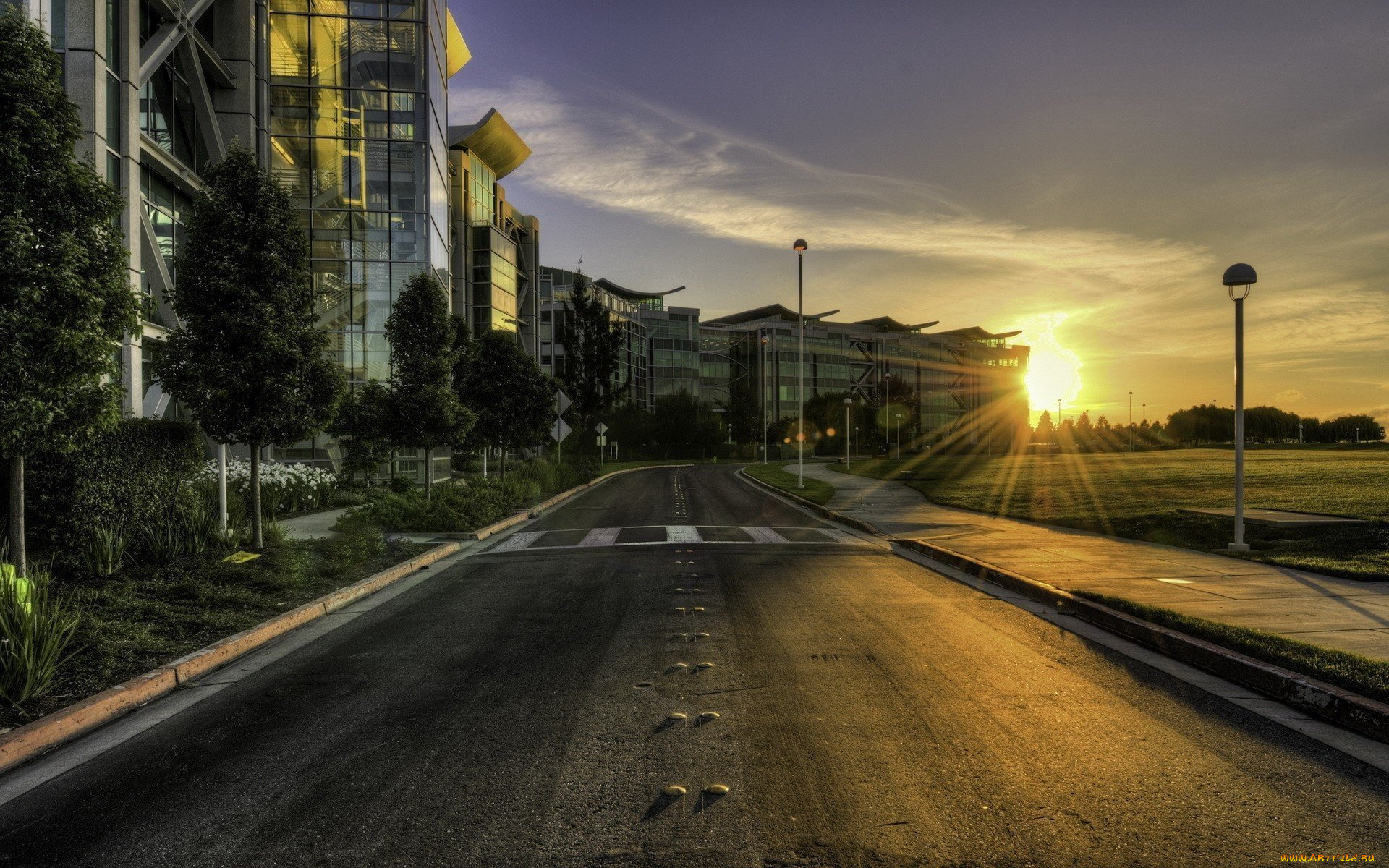 города, -, улицы, , площади, , набережные, улица, рассвет, дорога, дома