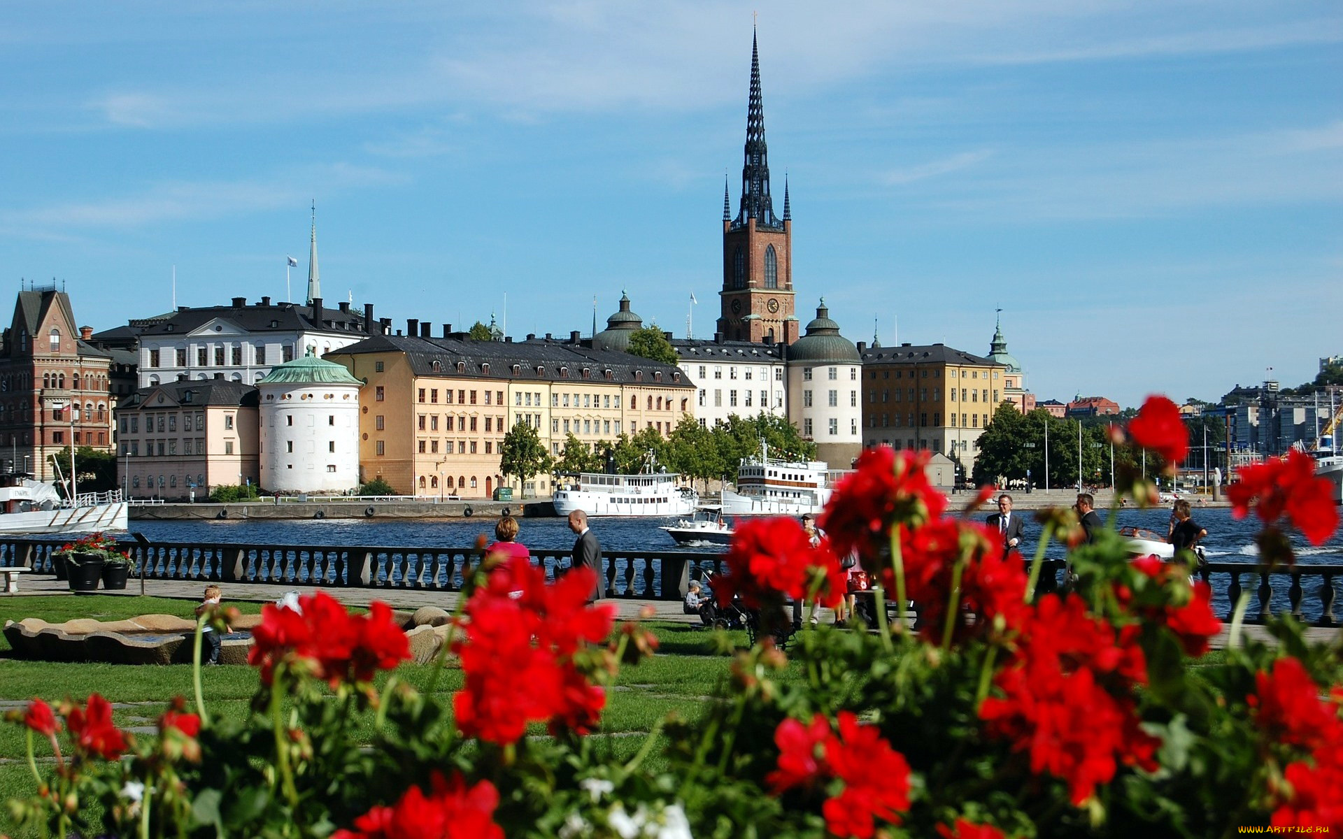 города, стокгольм, , швеция, панорама