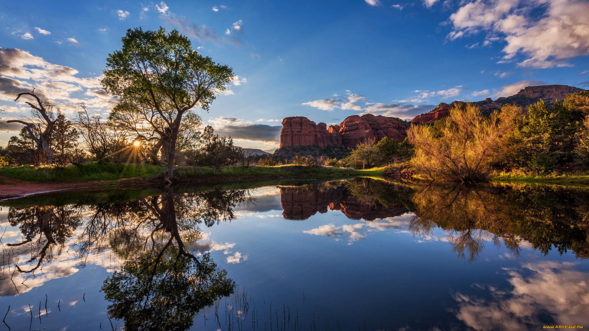 lake, at, sedona, arizona, природа, реки, озера, lake, at, sedona