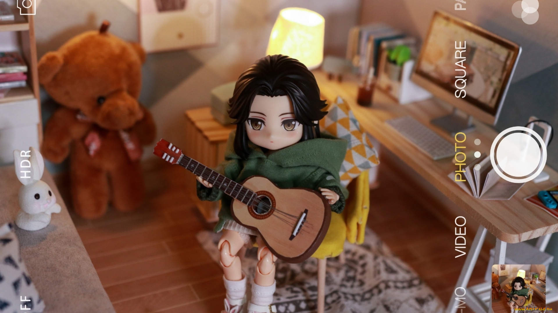 разное, куклы, кукла, гитара, комната, съемка