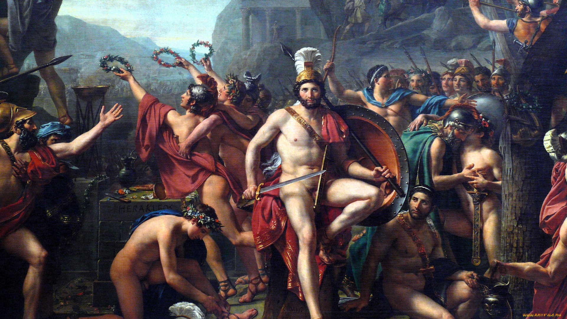 jacques-louis, david, рисованное, люди, венки, боги