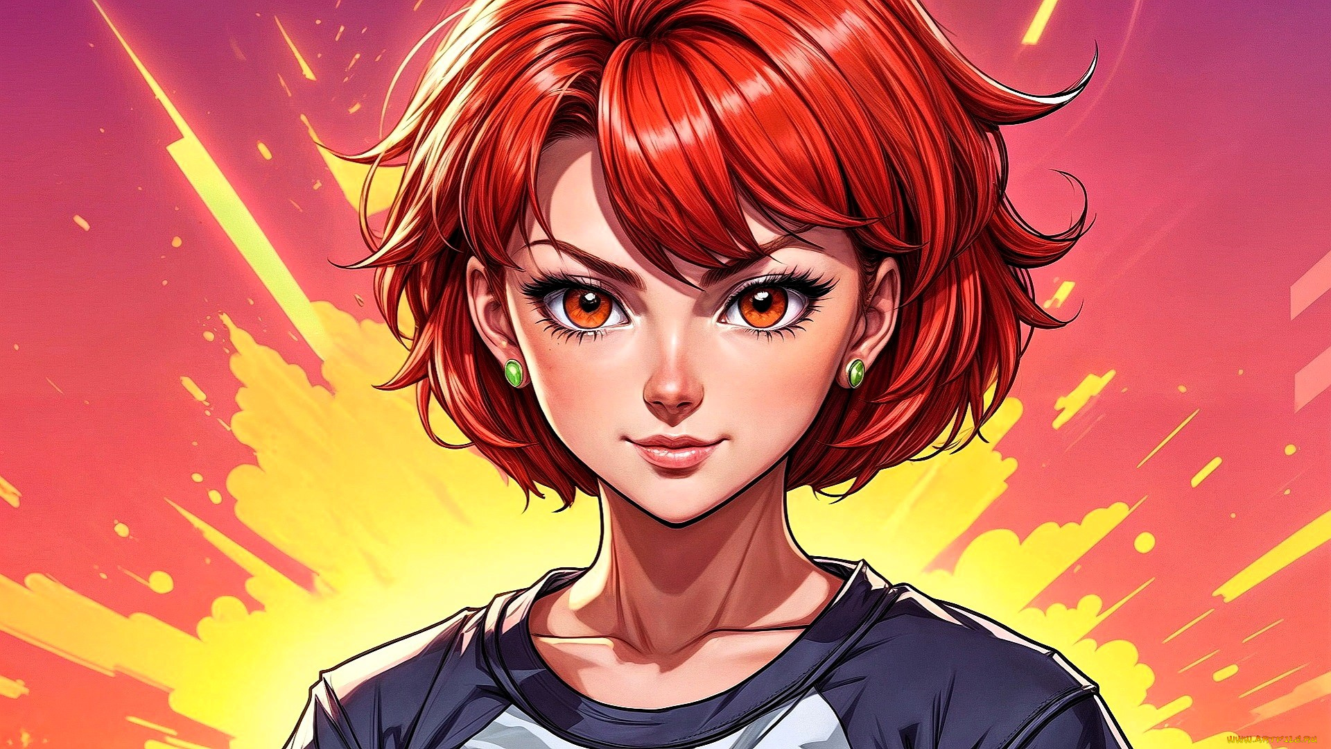 рисованное, комиксы, девушка, лицо, футболка