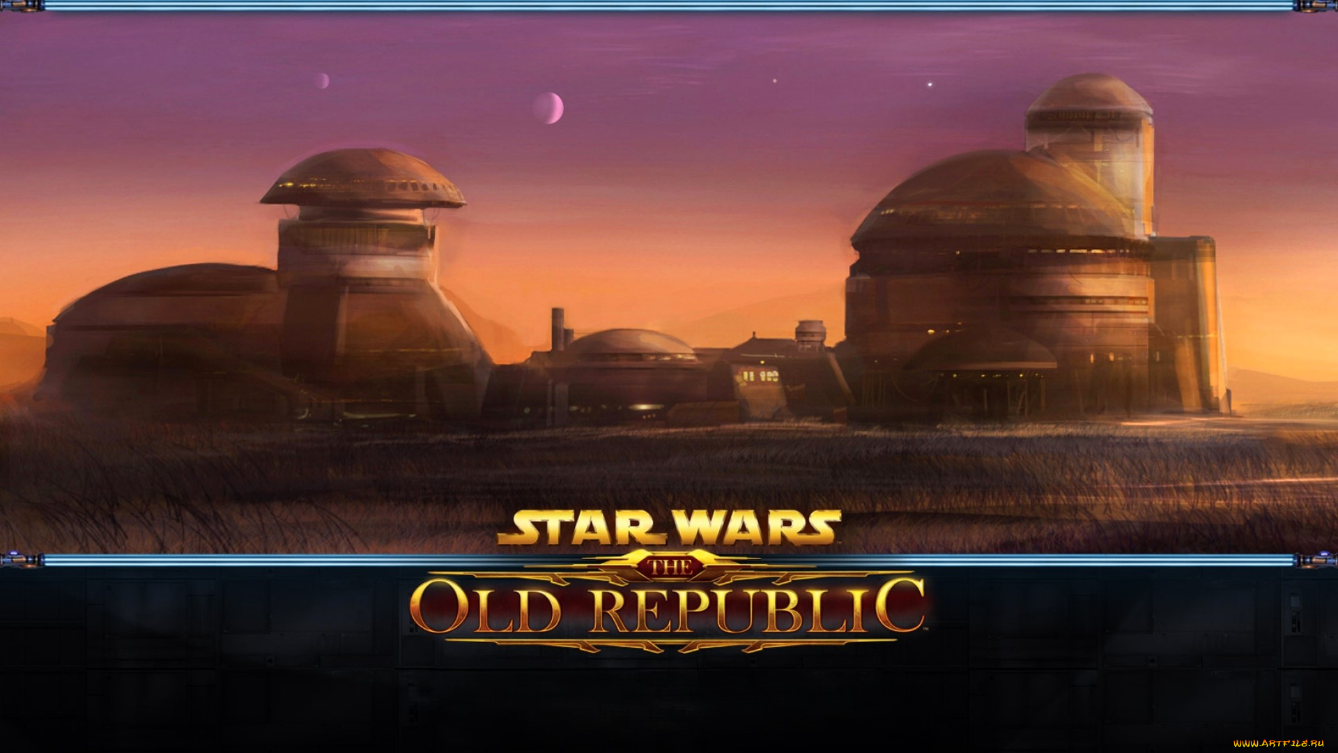 видео, игры, star, wars, , the, old, republic, город, здания, планеты, закат