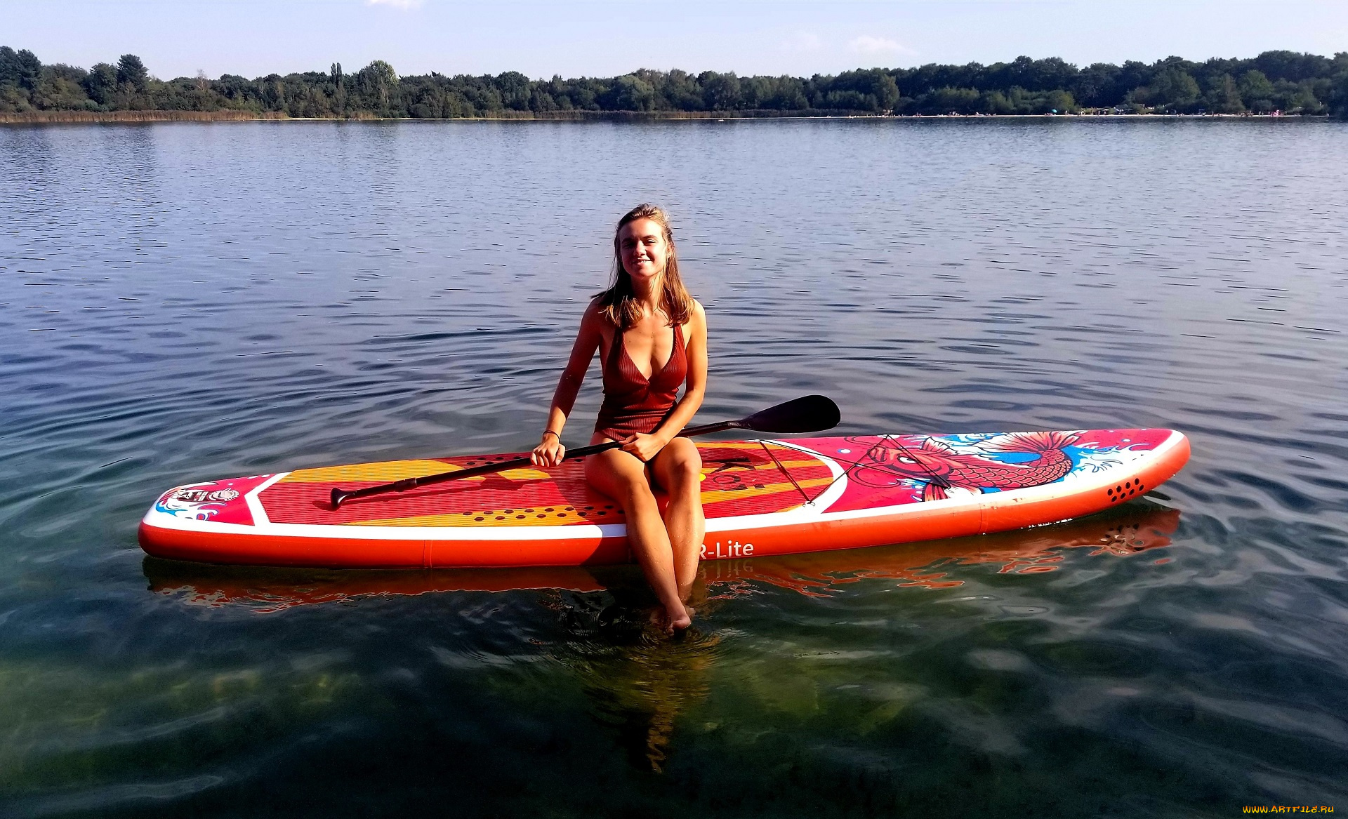 девушки, -, брюнетки, , шатенки, шатенка, купальник, саб, весло, озеро