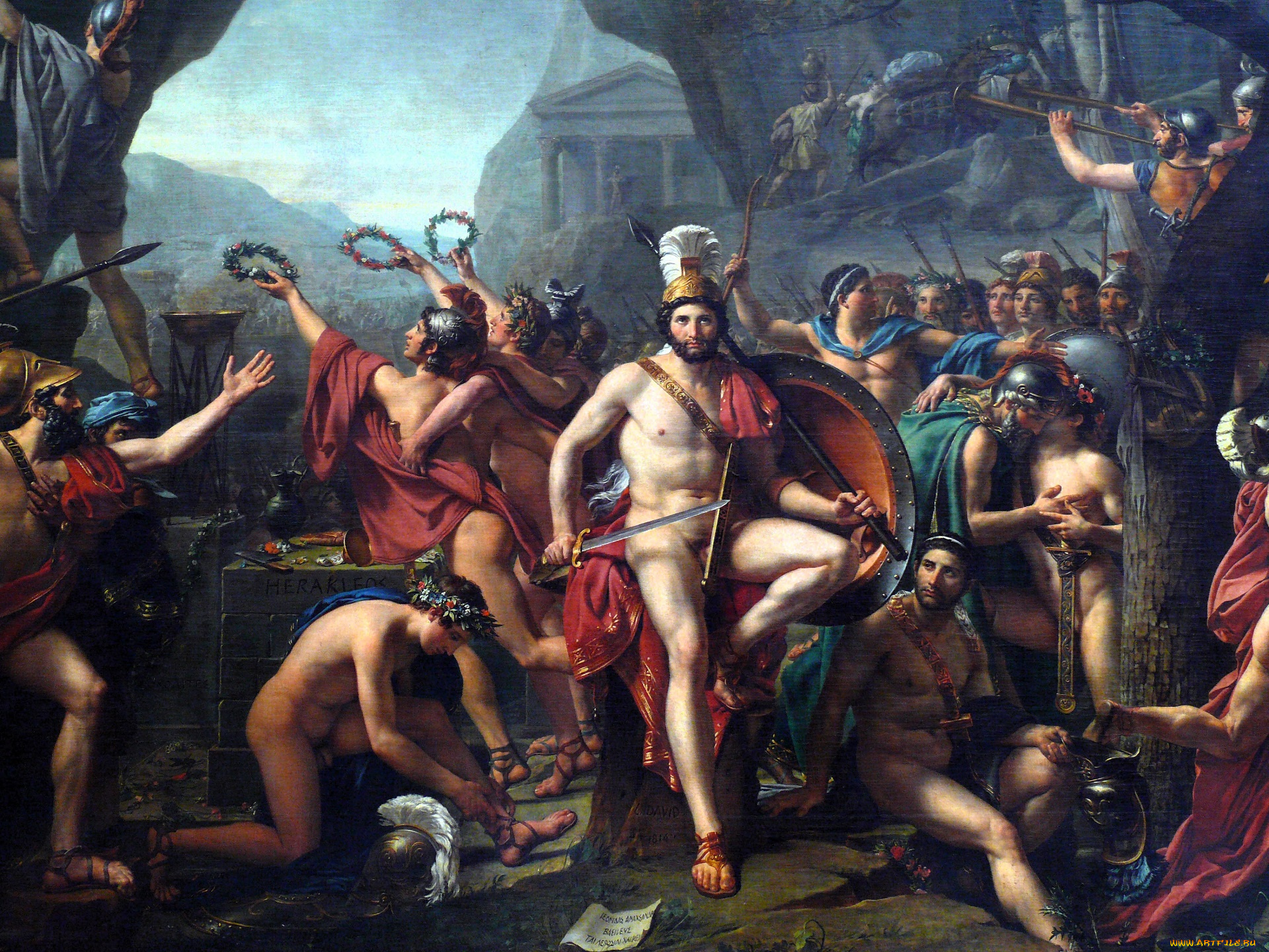 jacques-louis, david, рисованное, люди, венки, боги