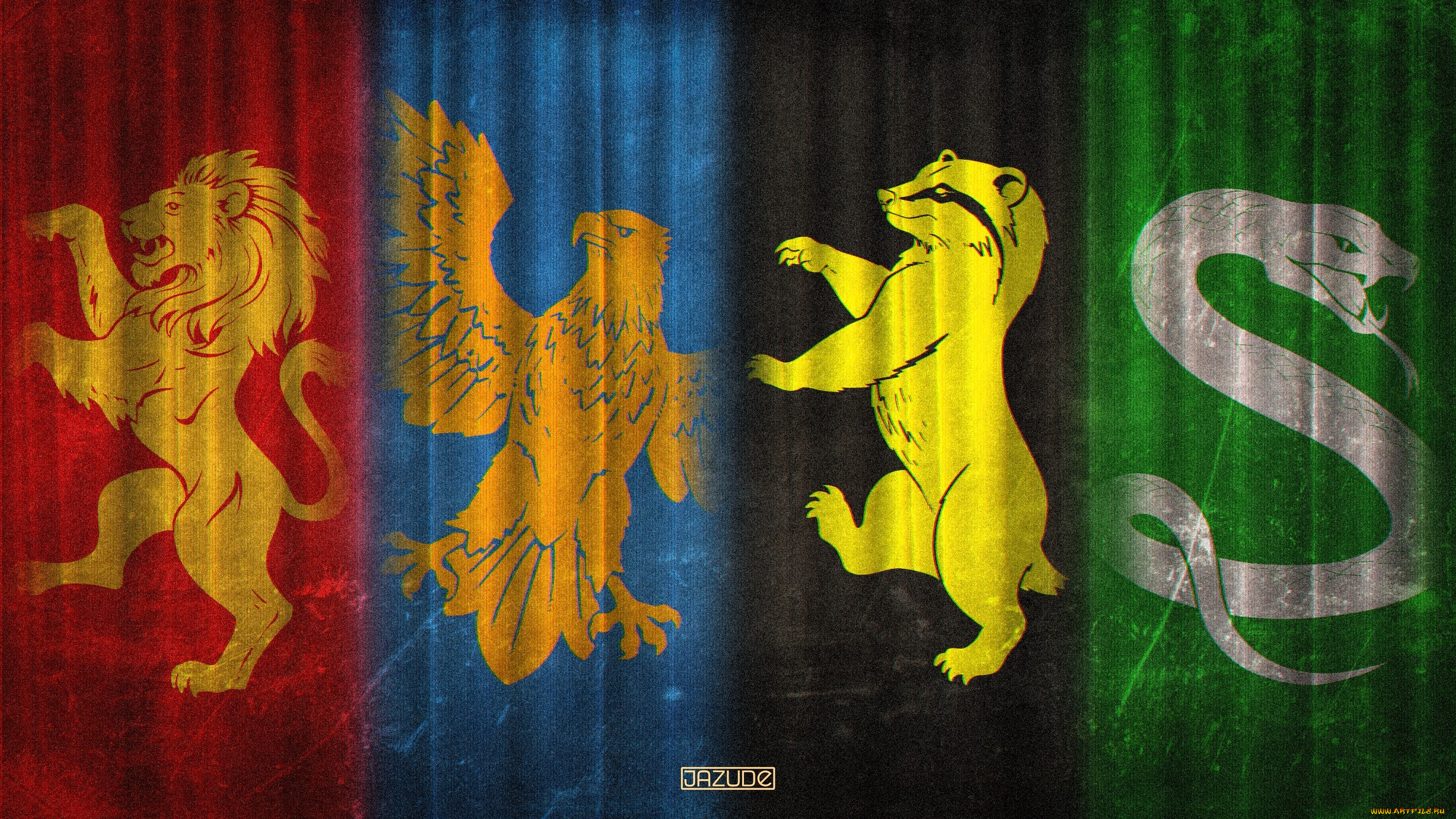 рисованное, кино, , мультфильмы, гарри, поттер, знамена, факультеты, цвета, символы, лев, орел, змея, барсук