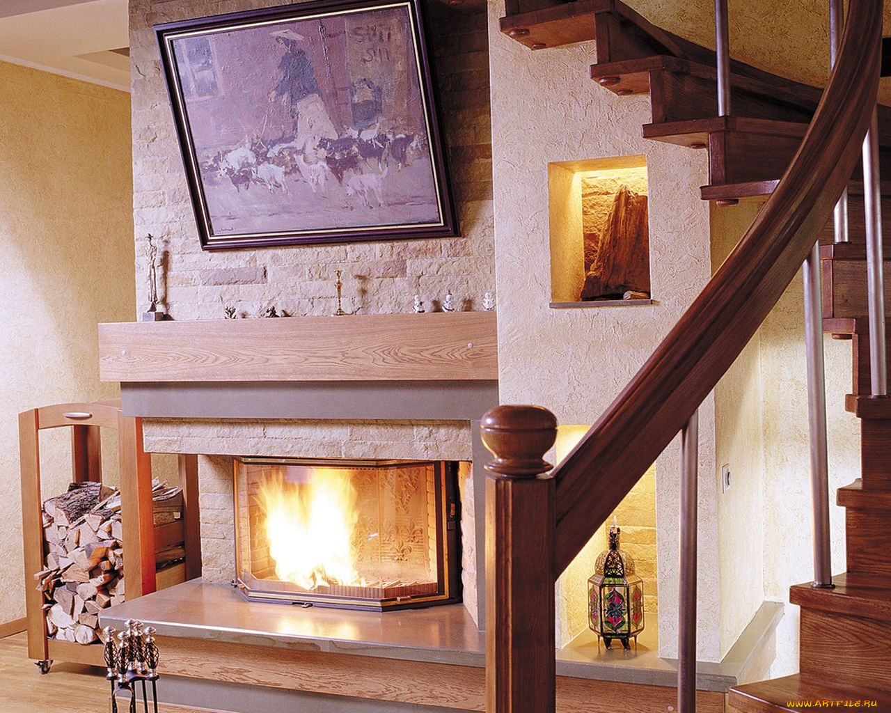 интерьер, камины